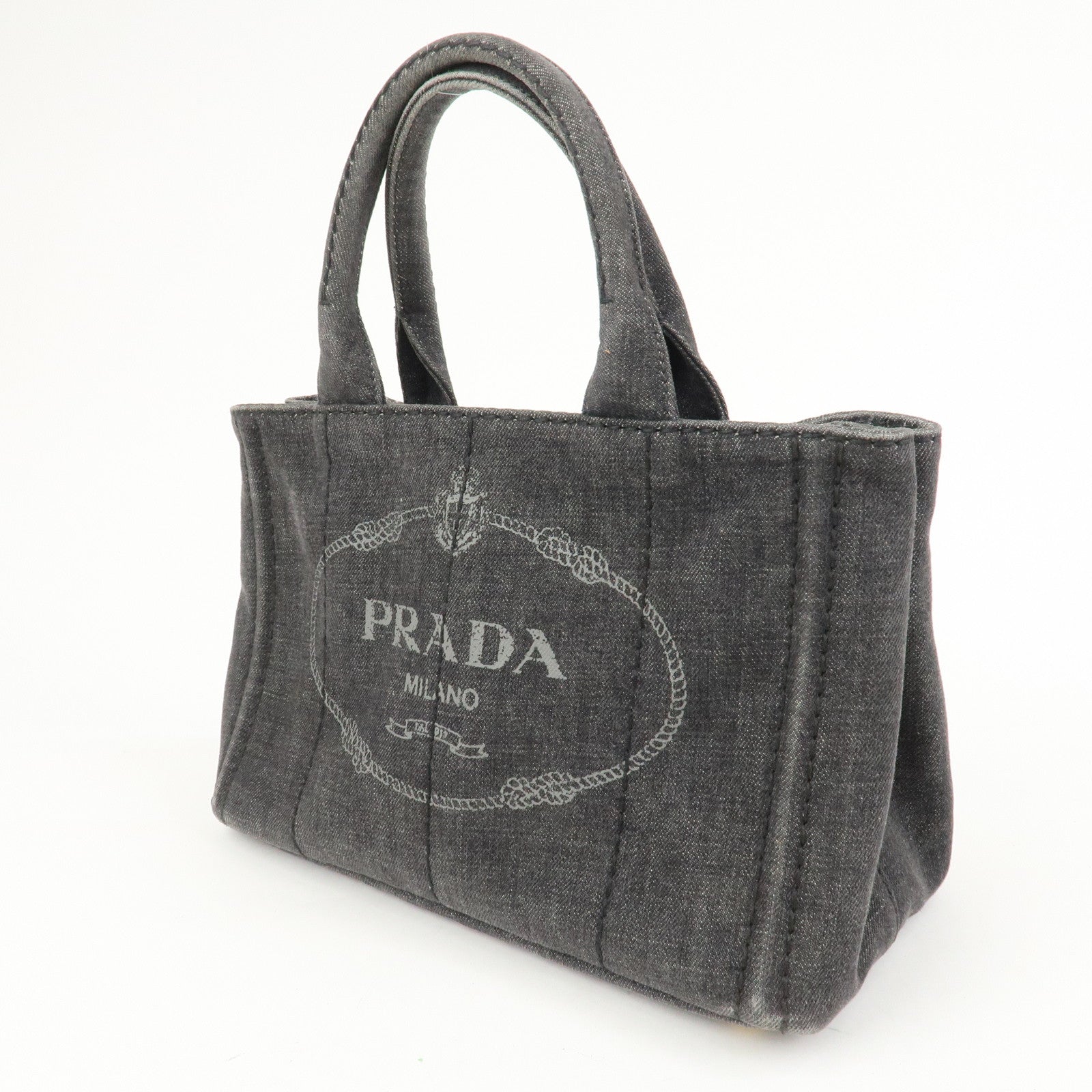 PRADA Logo Canapa Mini Canvas 2Way Bag Hand Bag 1BG439