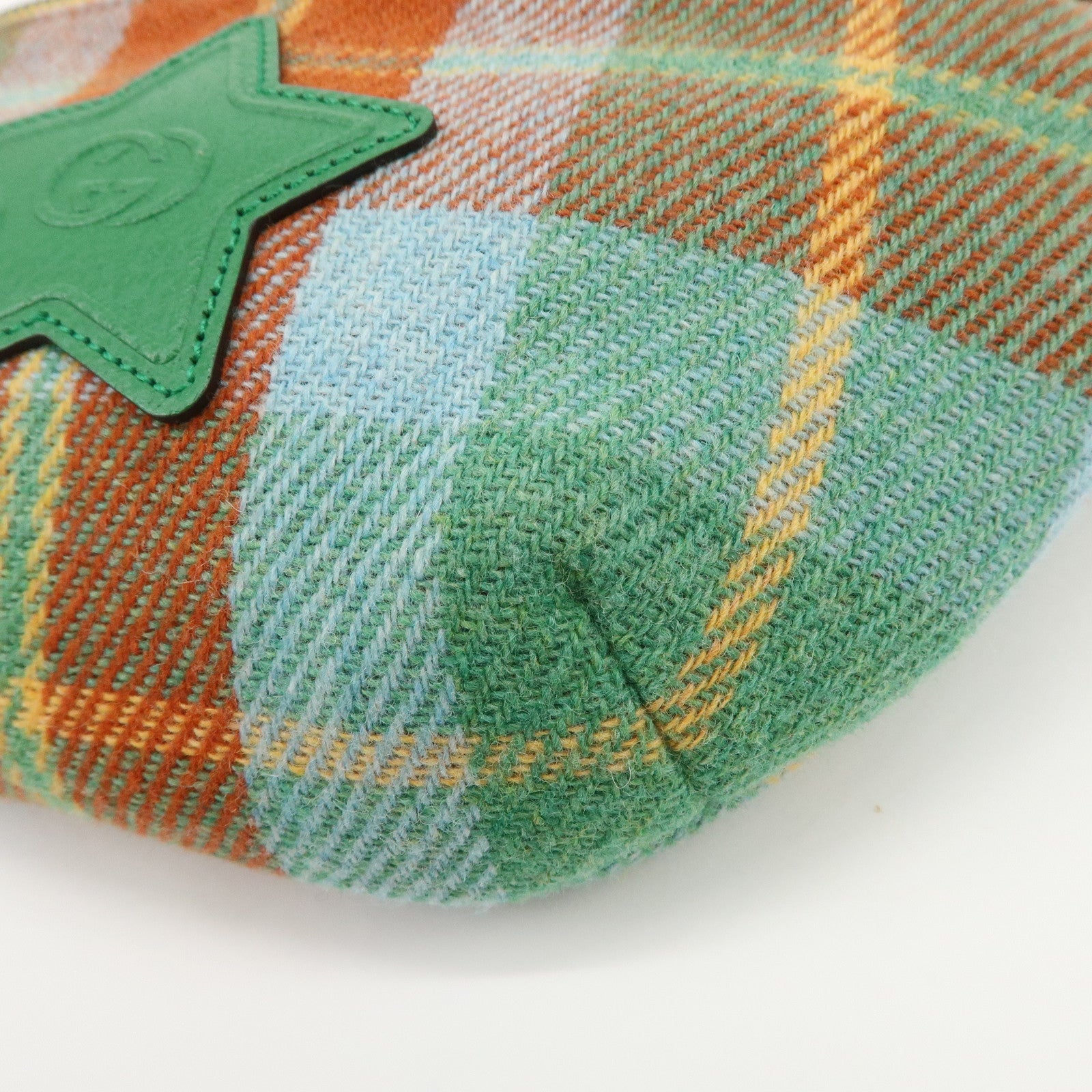 GUCCI Children's Wool Leather Body Bag Waist Bag Brown Green 502095