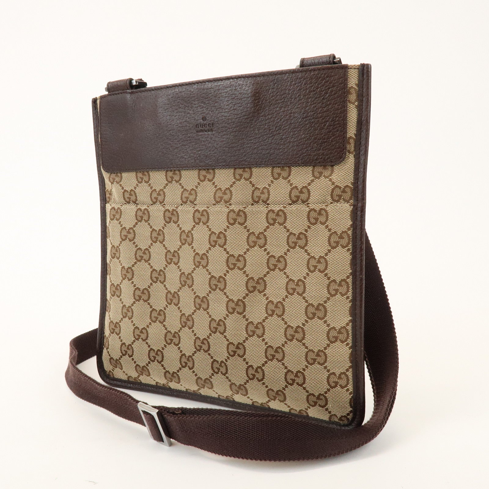 GUCCI GG Canvas Leather Shoulder Crossbody Bag Beige Brown 27639