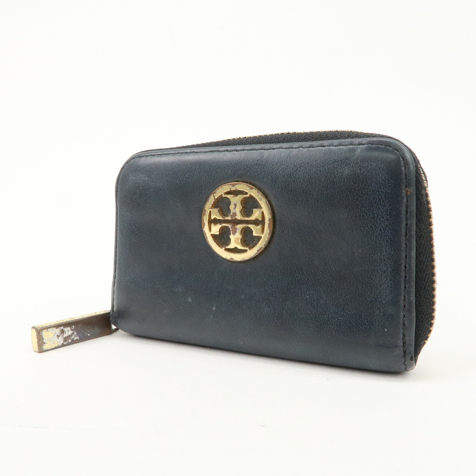 TORY BURCH Leather Set of 5 Compact Wallet Blue Yellow Ivory Black
