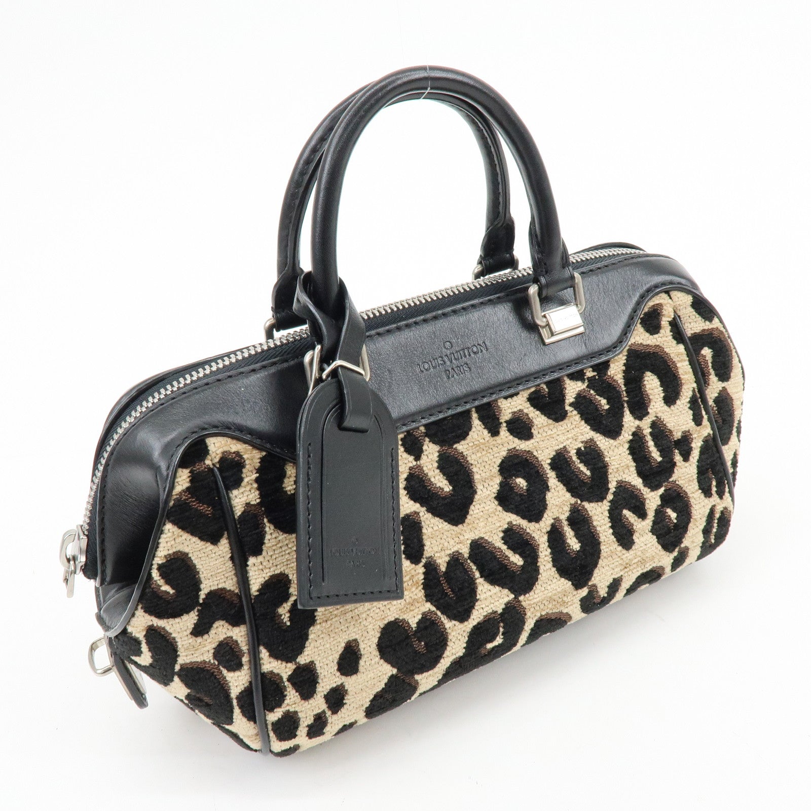 Louis Vuitton Jacquard Canvas Leather Leopard Baby Hand Bag M94257