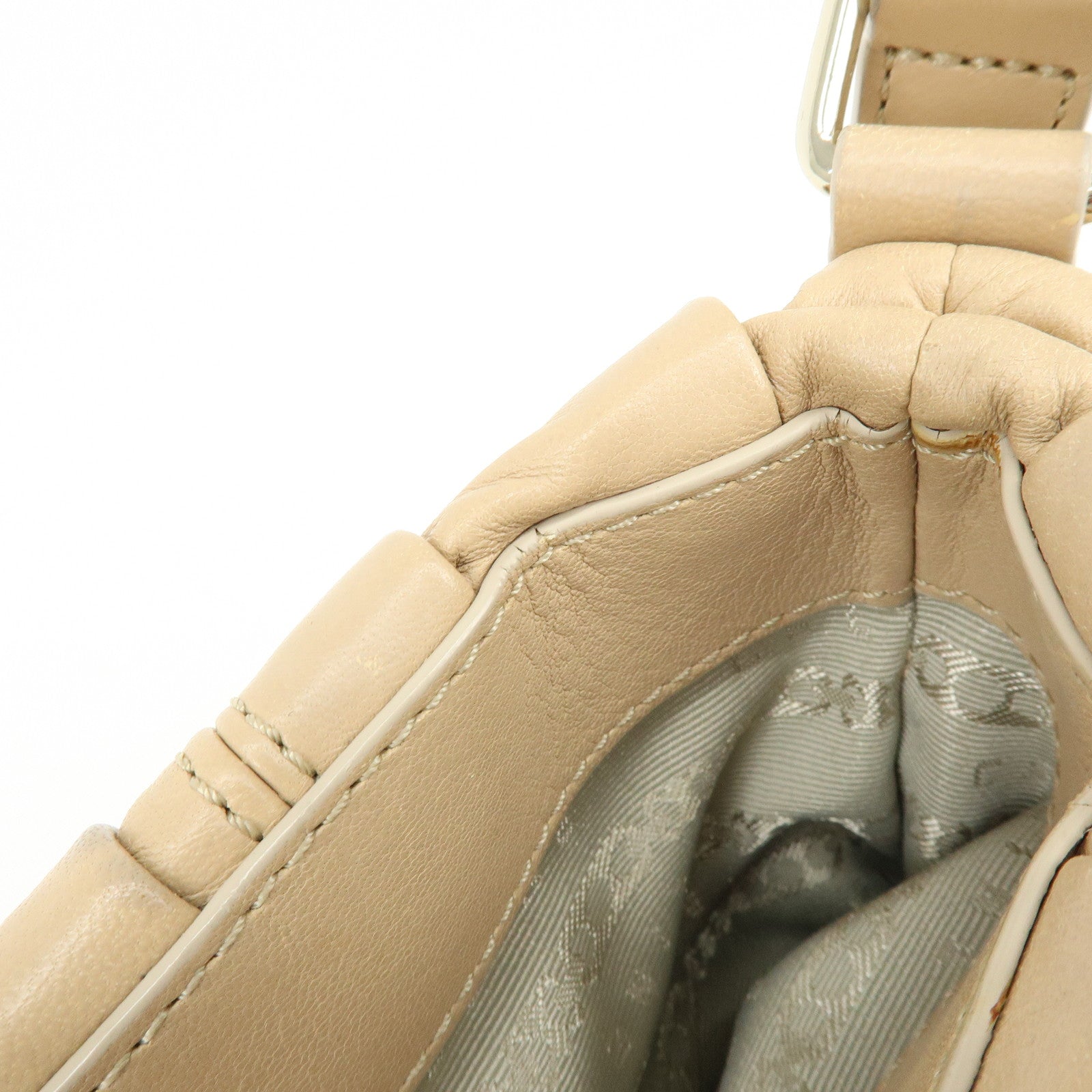 CELINE Macadam Leather 2WAY Bag Hand Bag Shoulder Bag Beige