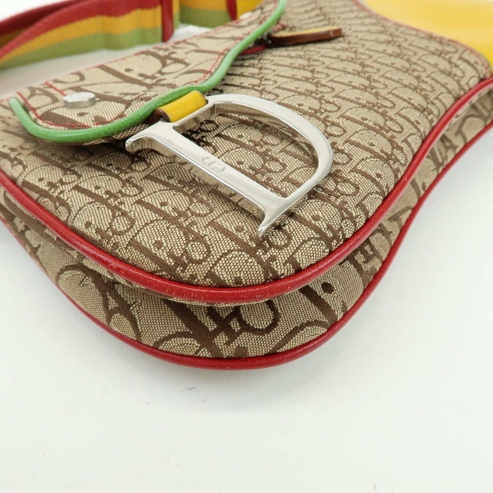 Christian Dior Trotter Canvas Leather Shoulder Bag Beige RastaColor