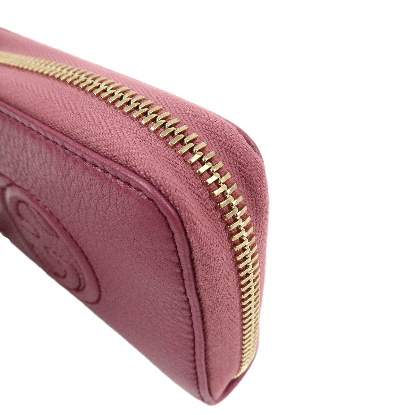 GUCCI SOHO Leather Round Zippy Compact Wallet Purple 351484