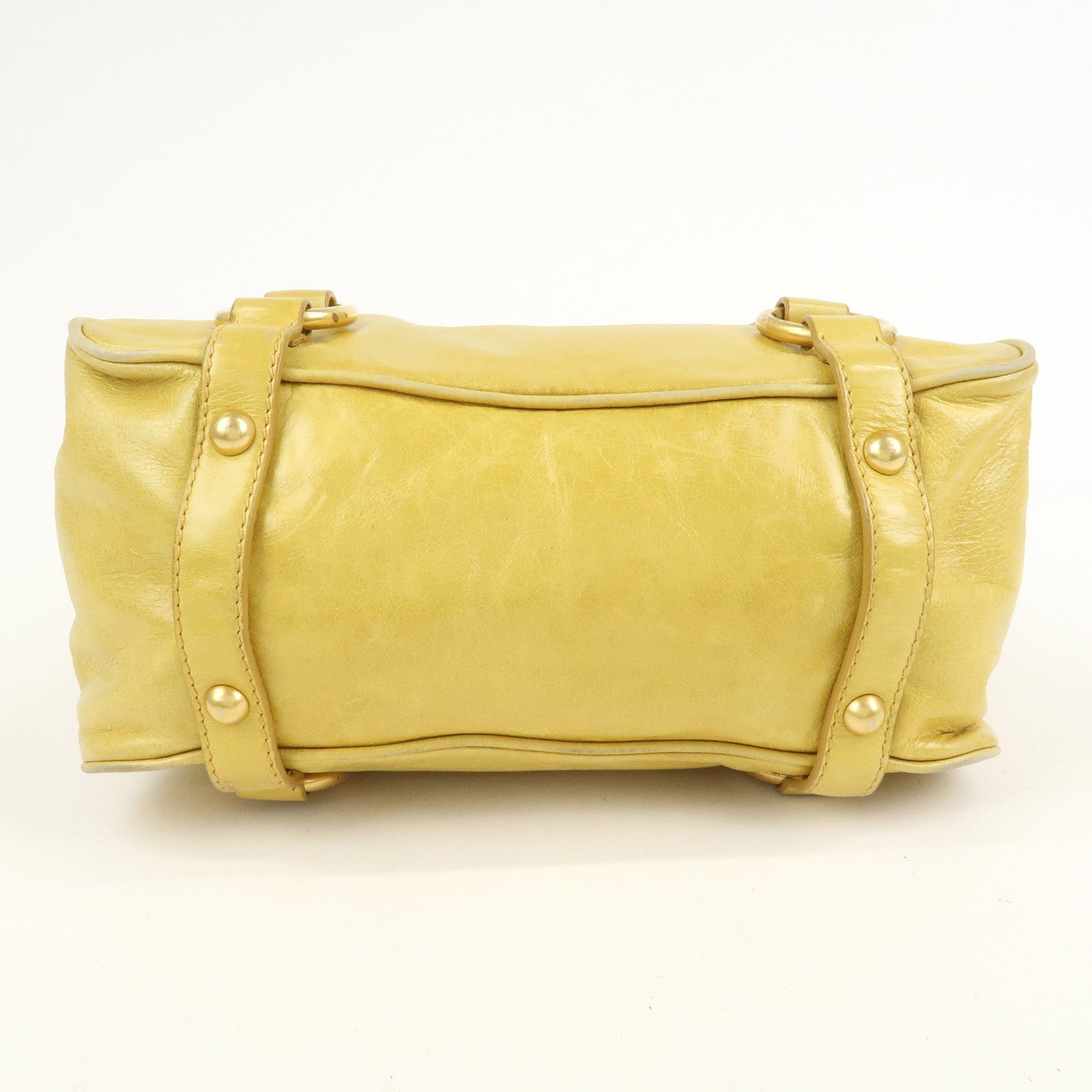 MIU MIU Logo Leather 2Way Bag Hand Bag Yellow