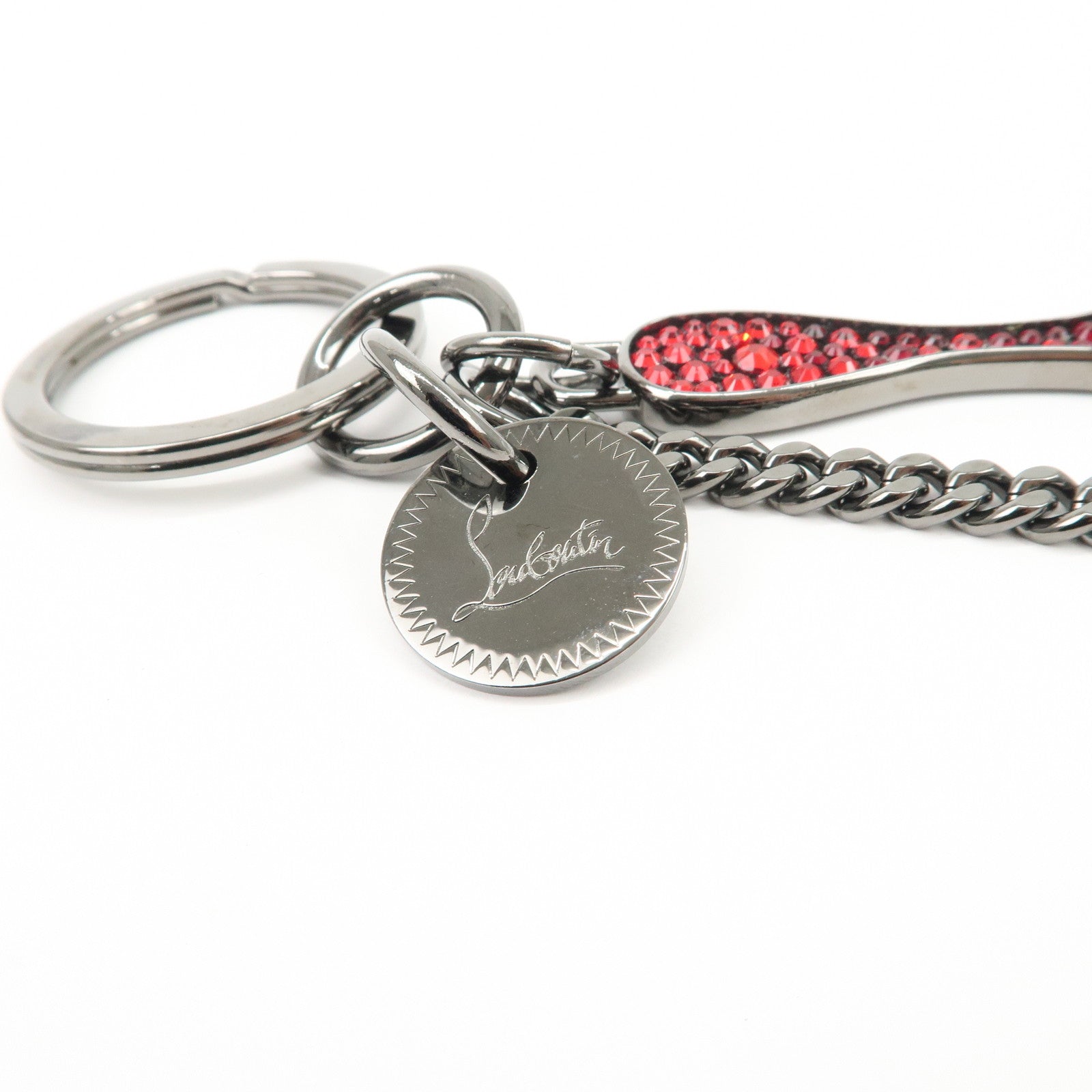Christian Louboutin Metal Plastic Bag Charm Key Ring Red