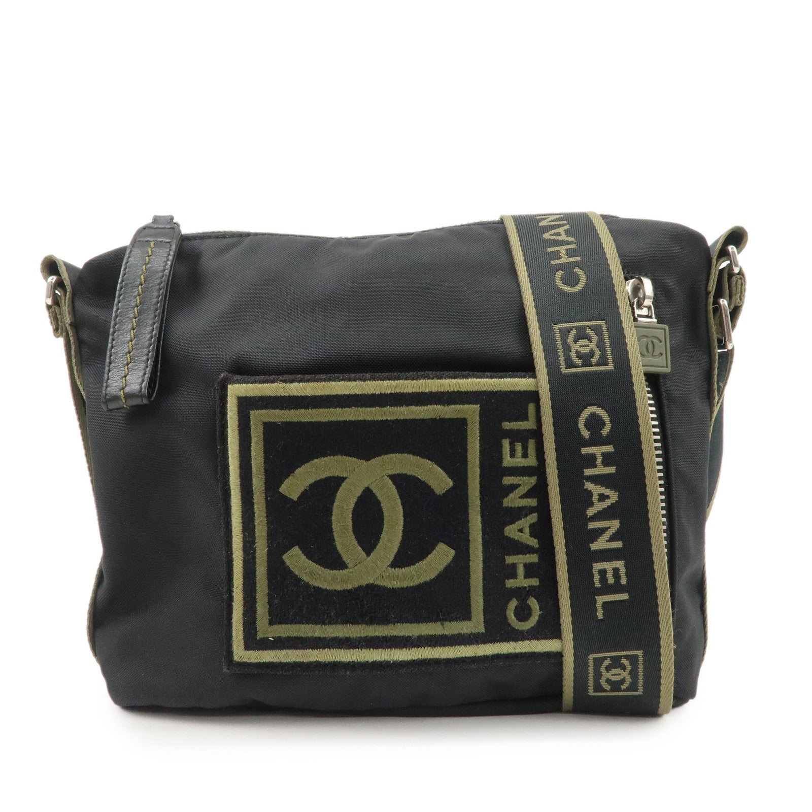 CHANEL Chanel Sports Line Nylon Shoulder Crossbody Bag Khaki 10462052 Used