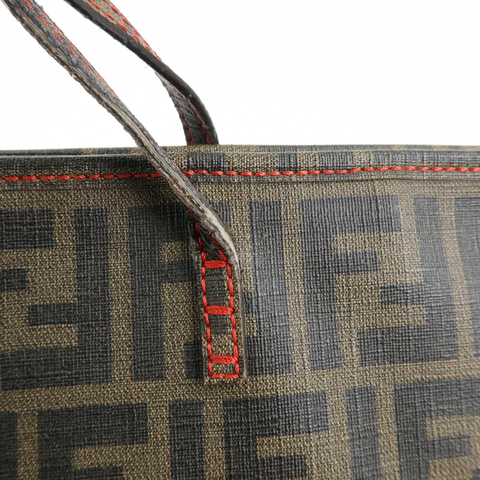 FENDI Zucca PVC Coated Canvas Tote Bag Hand Bag Brown 8BH185