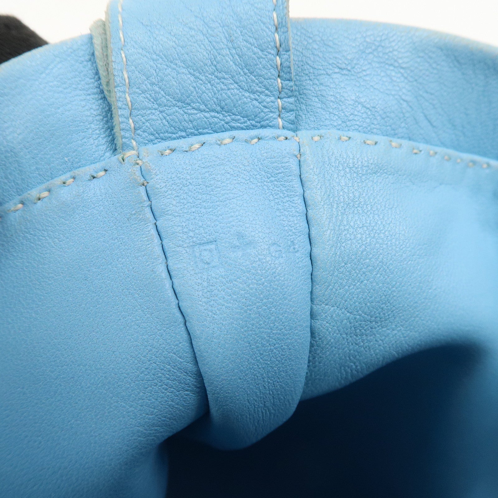 HERMES Lamb Skin Clou de Selle Shoulder Bag Crossbody Bag Blue