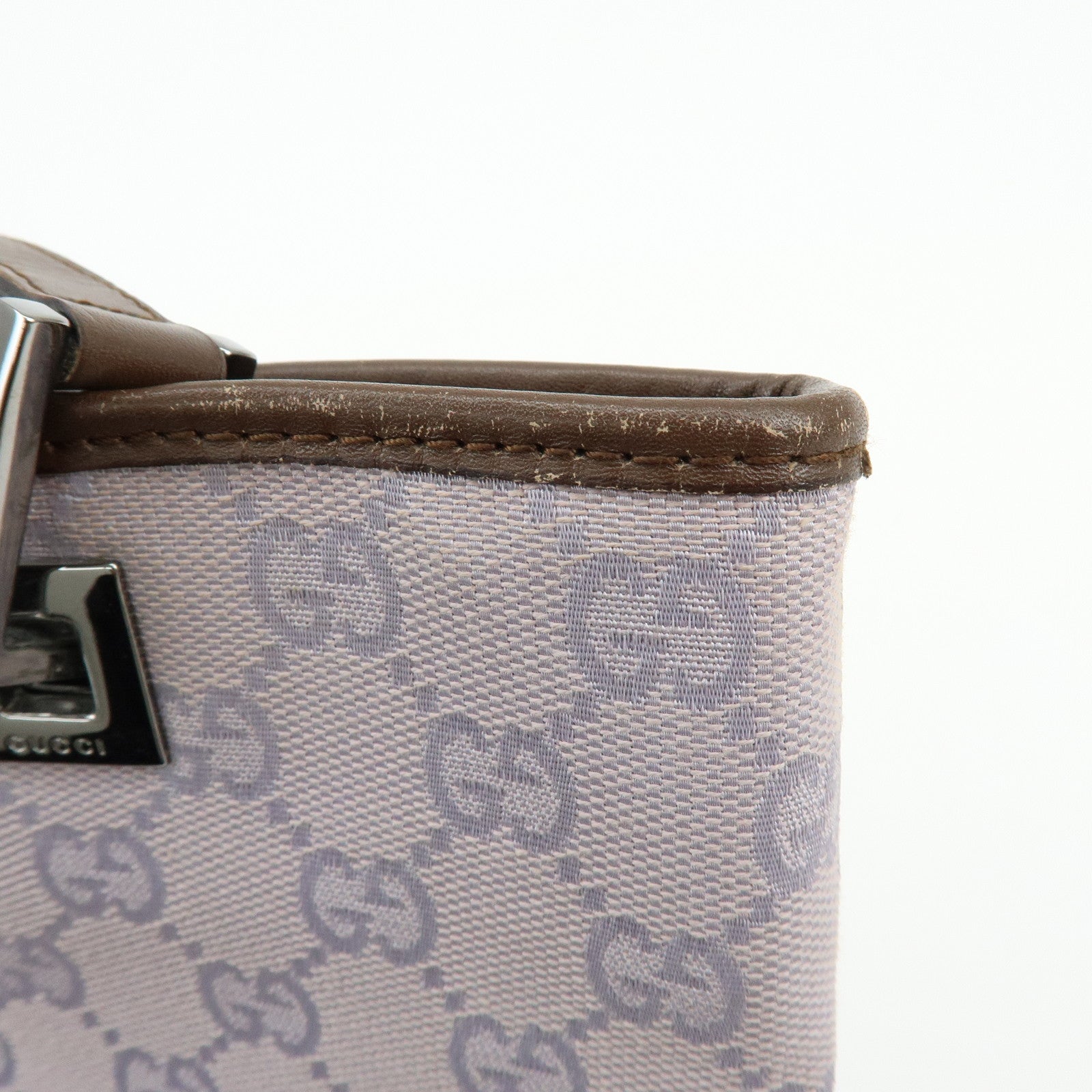 GUCCI GG Canvas Leather Tote Bag Hand Bag Purple 31244