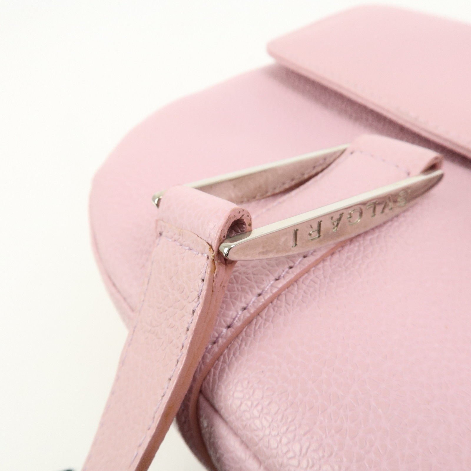 BVLGARI Logo Leather Shoulder Bag Hand Bag Pink