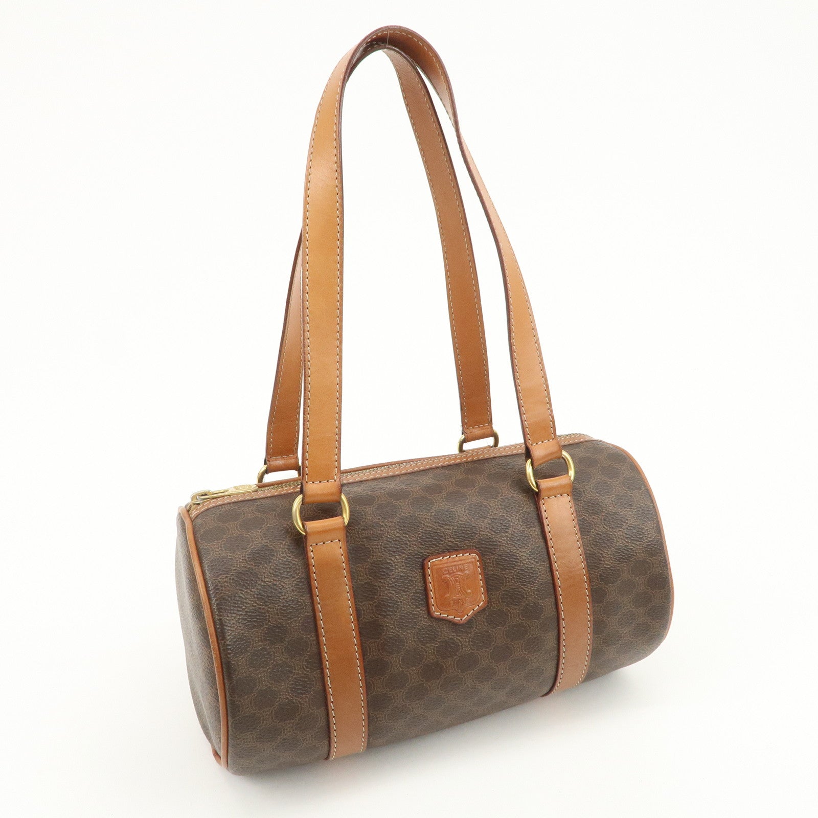 CELINE Macadam PVC Leather Hand Bag Shoulder Bag Brown