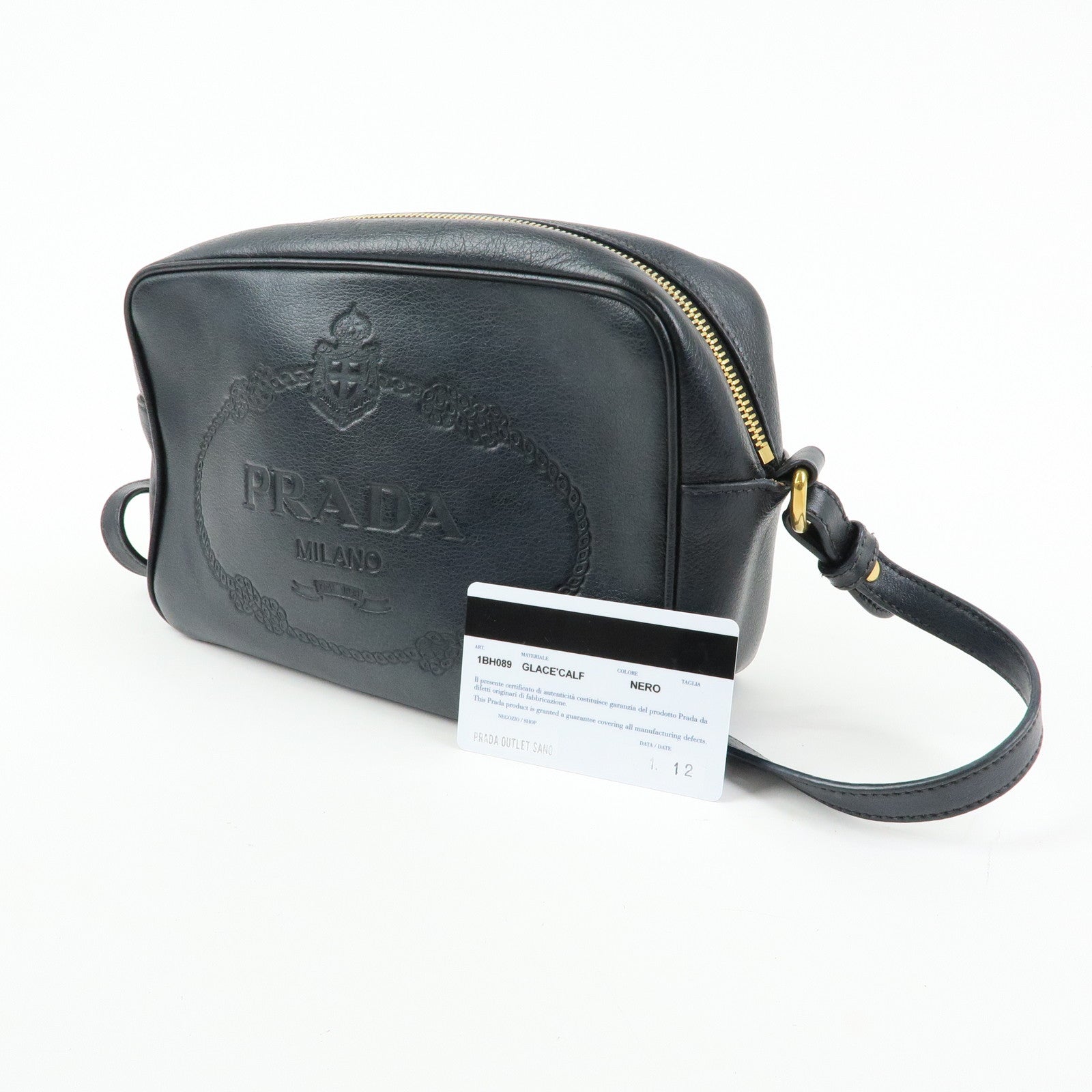 PRADA Triangle Logo Calf Leather Shoulder Bag Crossbody Bag 1BH089