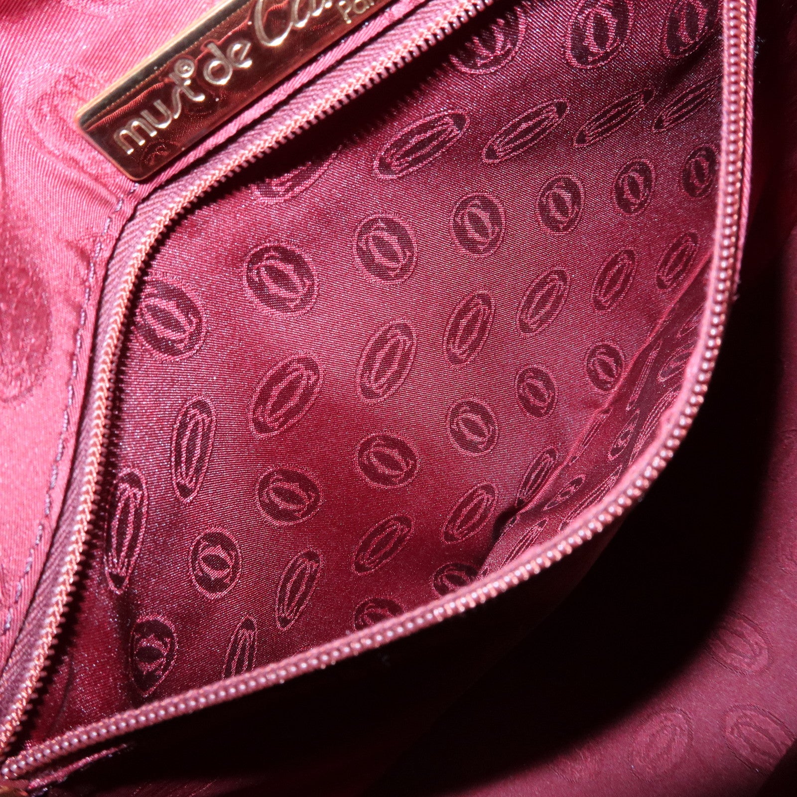 Cartier Must de Cartier Leather Shoulder Bag Hand Bag Bordeaux