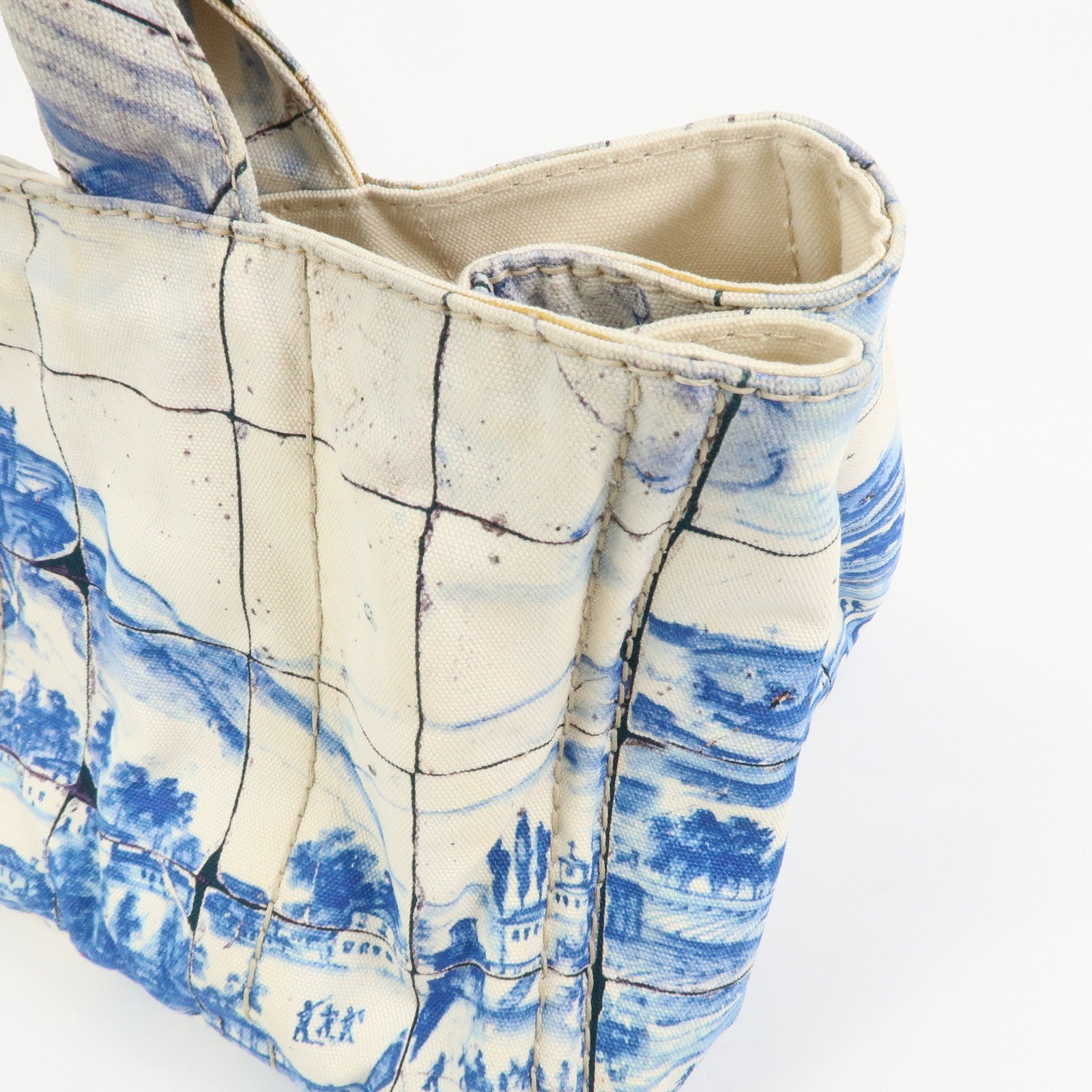 PRADA Canapa Large Denim 2Way Bag Tote Bag Shoulder Bag Blue B1872B