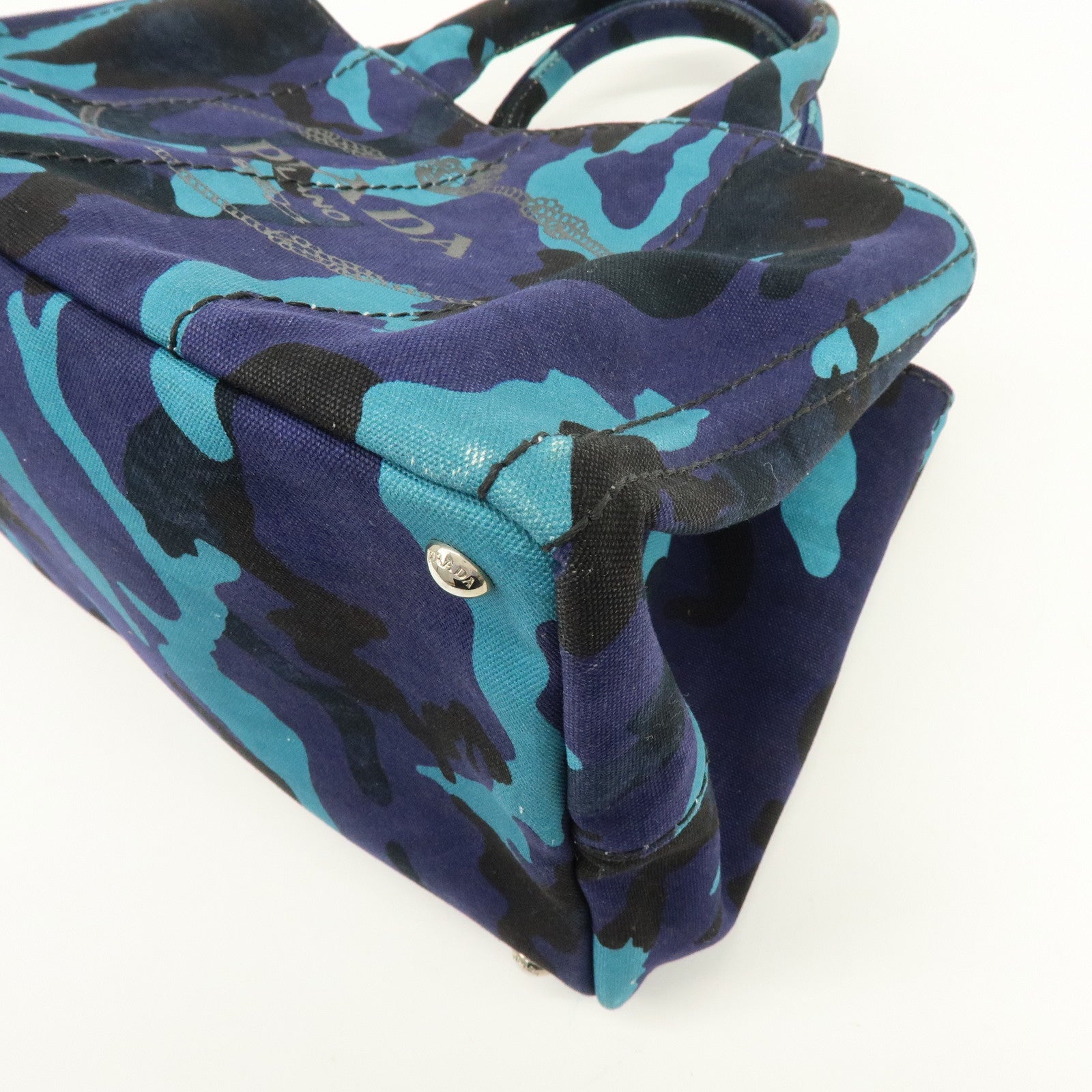 PRADA Triangle Logo Canapa Canvas 2Way Hand Bag Camouflage B2642B