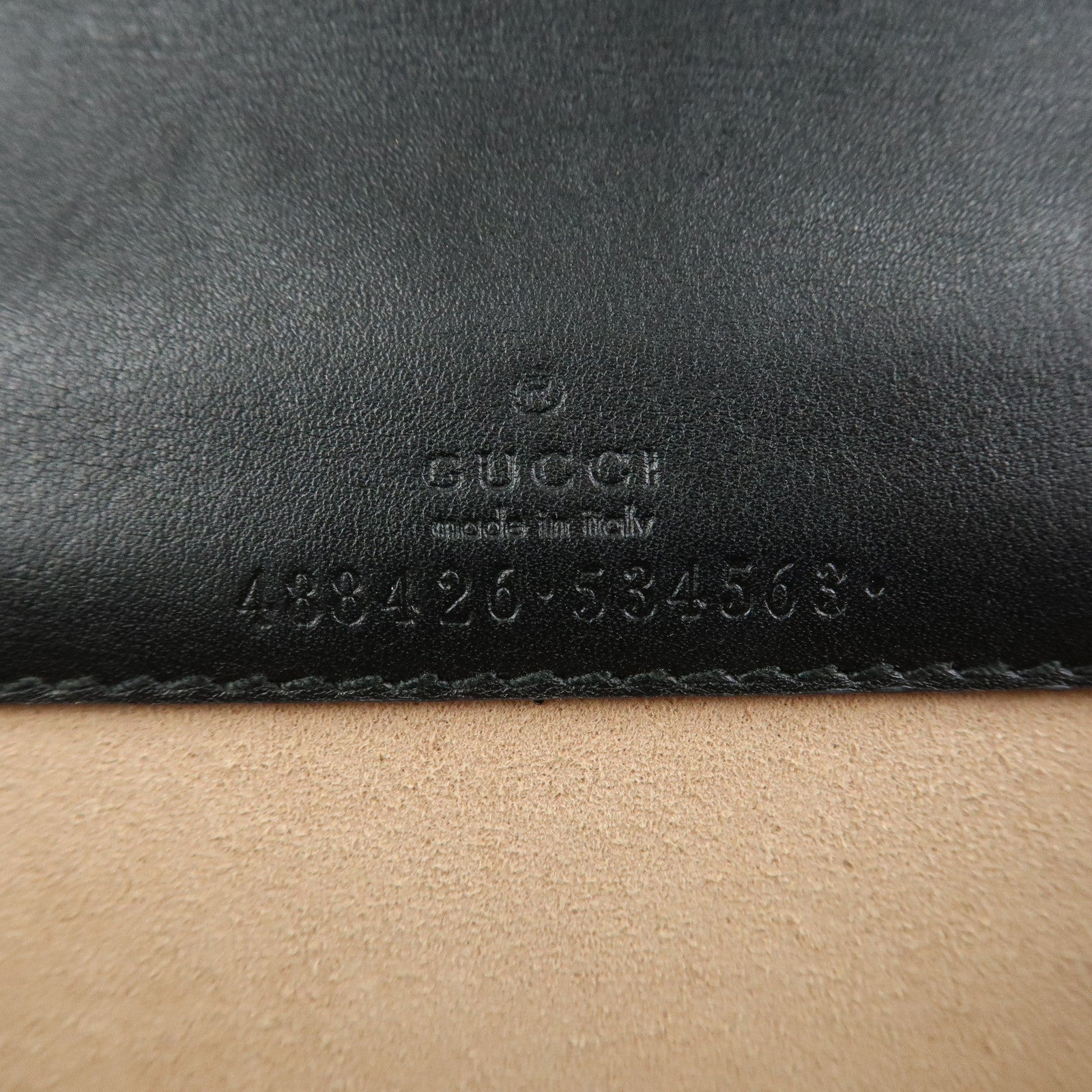 GUCCI GG Marmont Leather Chain Shoulder Bag Black Gold 488426