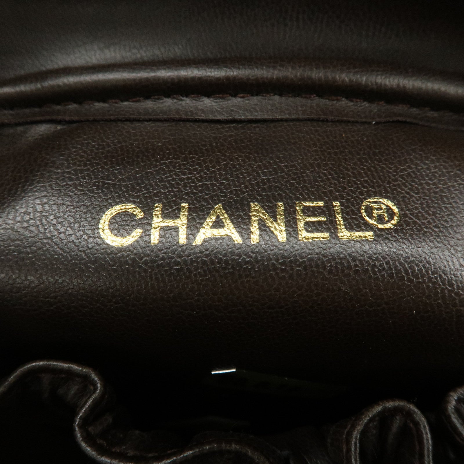 CHANEL Bicolore Lamb Skin Vanity Bag Hand Bag Brown A01619