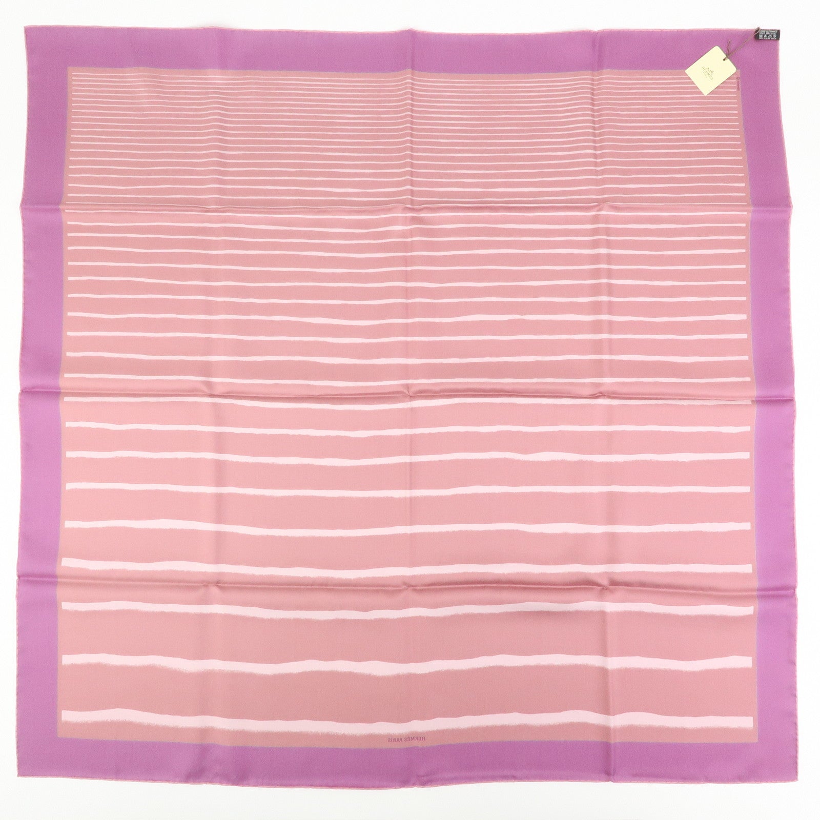 HERMES Carre 90 Silk 100% Striped Scarf Purple