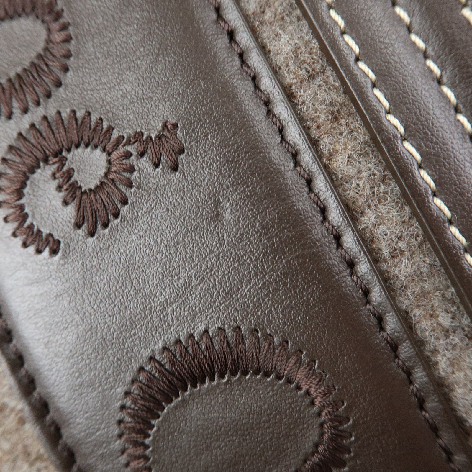 Chloe Woody Felt Leather Mini 2Way Bag Hand Bag Shoulder Bag Brown