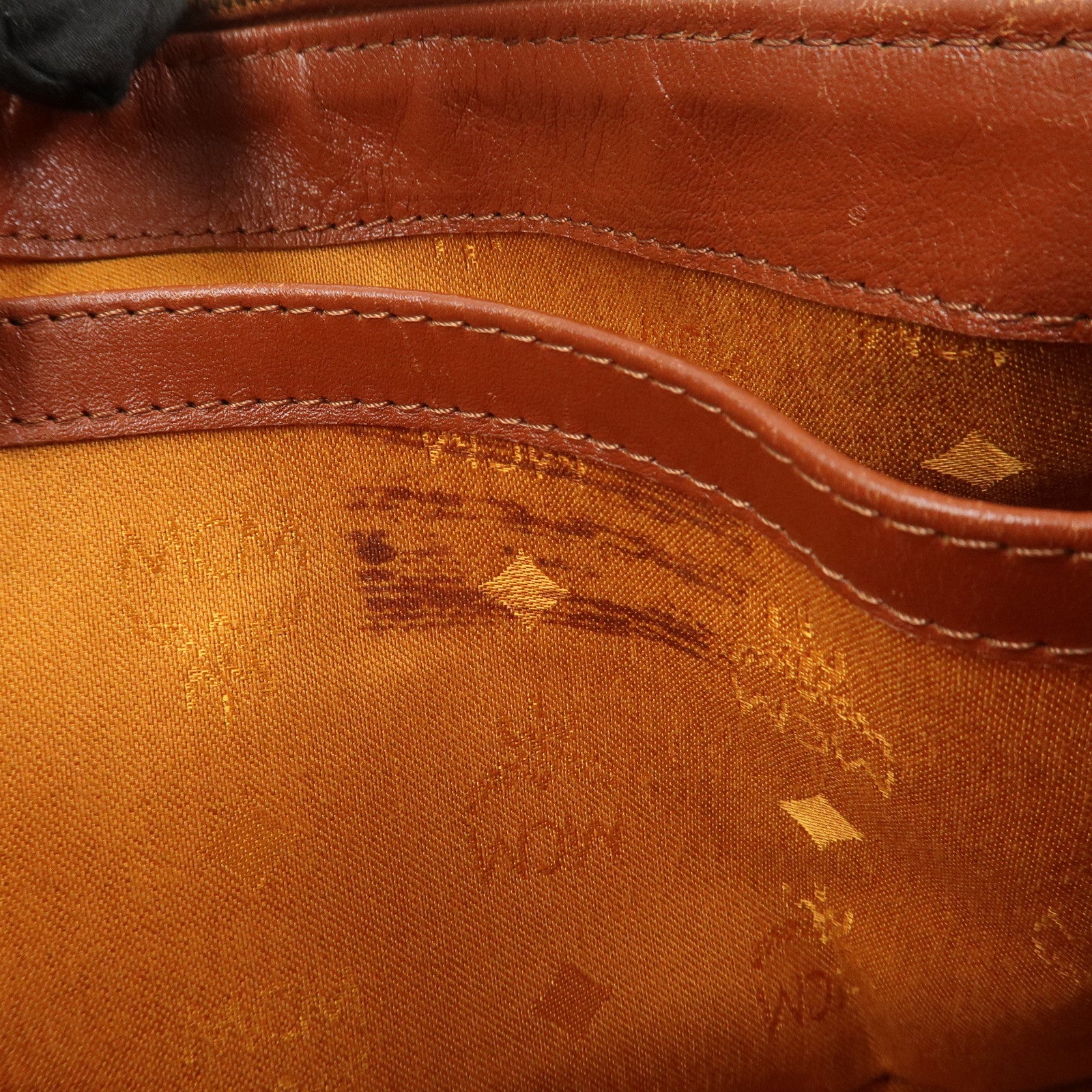 MCM Visetos Leather 2Way Bag Hand Bag Shoulder Bag Brown