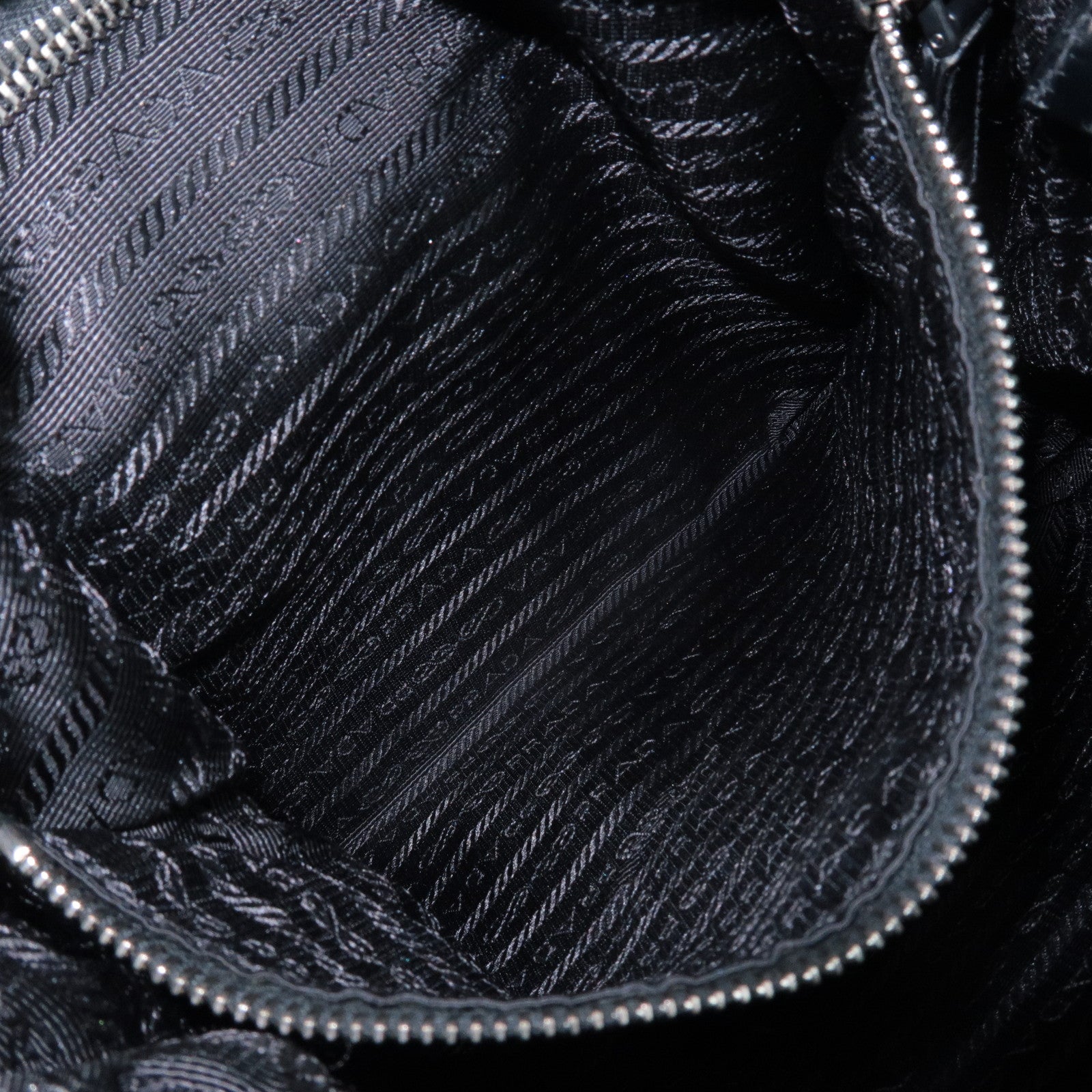 PRADA Triangel Logo Leather Nylon 2Way Bag Tote Bag Black BN1066