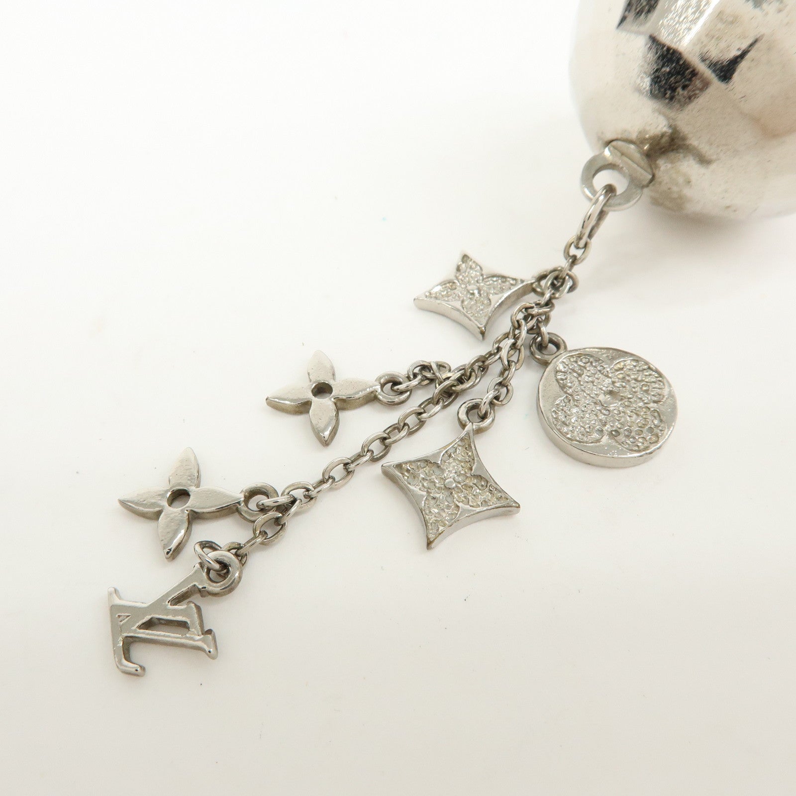 Louis Vuitton Porte Cles Glitter Bag Charm Key Chain Silver M65378