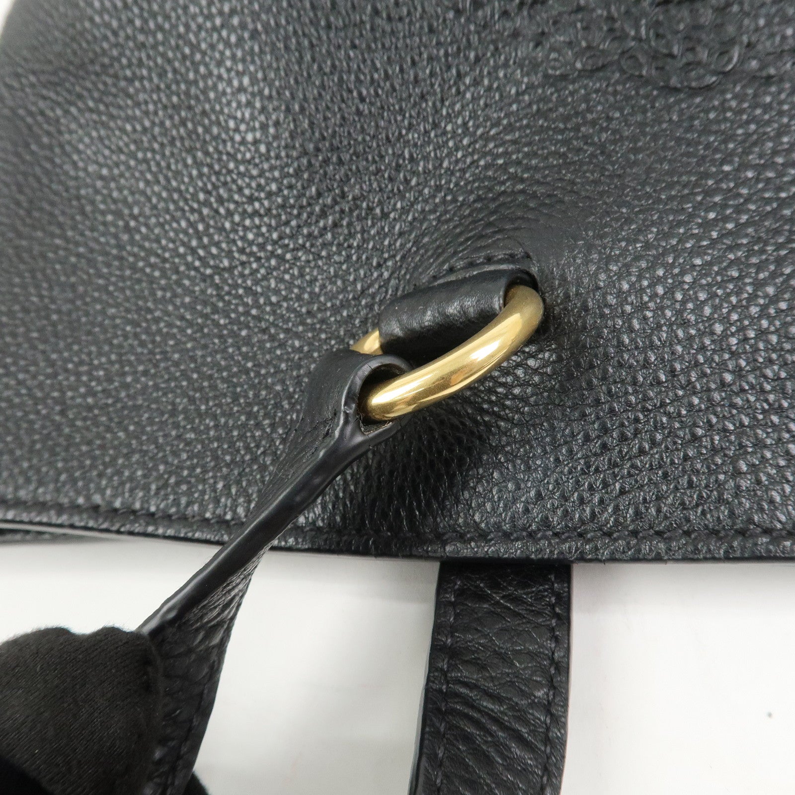 PRADA Logo Vitello Daino Leather Tote Bag Shoulder Bag Black 1BG100