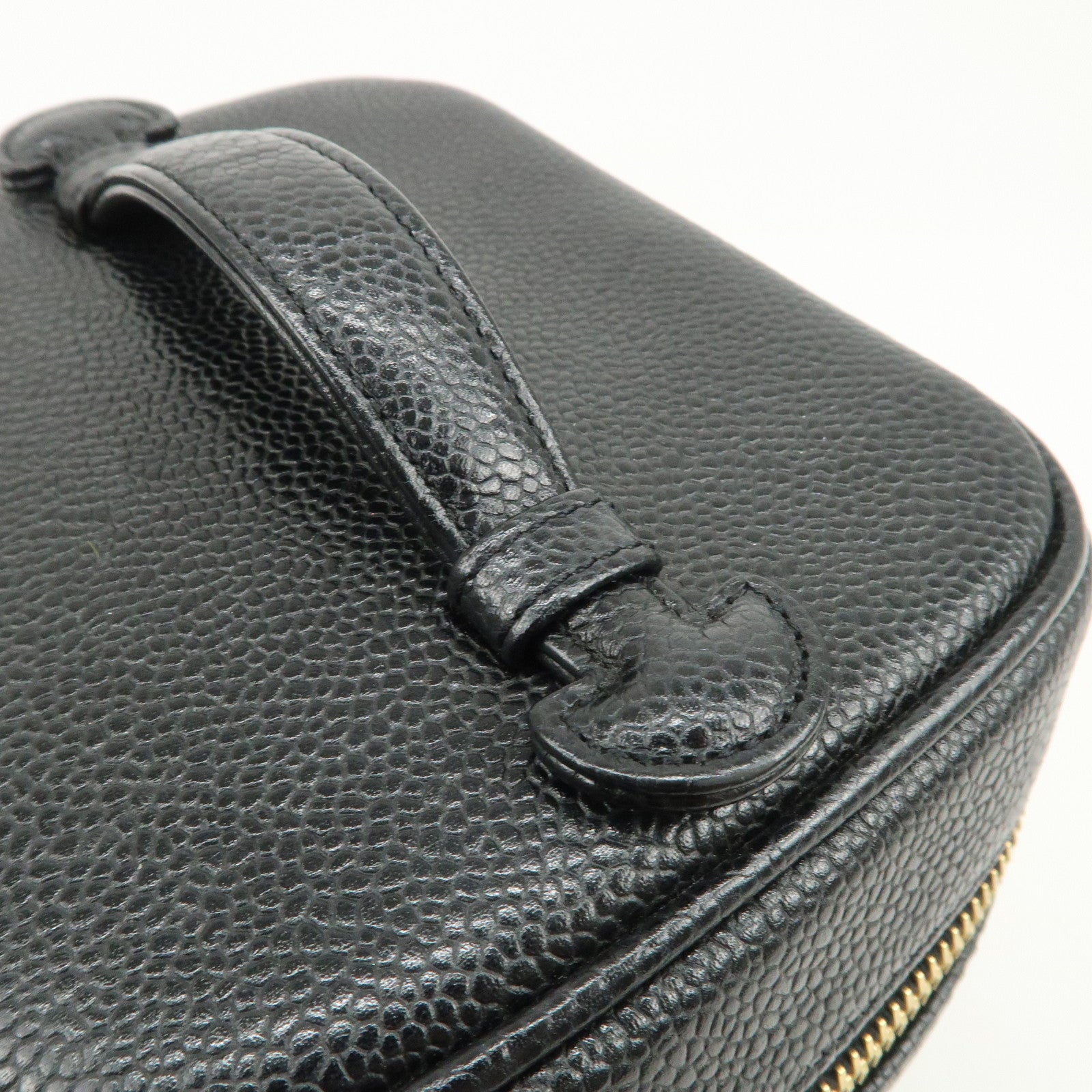 CHANEL COCO Mark Caviarskin Vanity Bag Hand Bag Black A01998