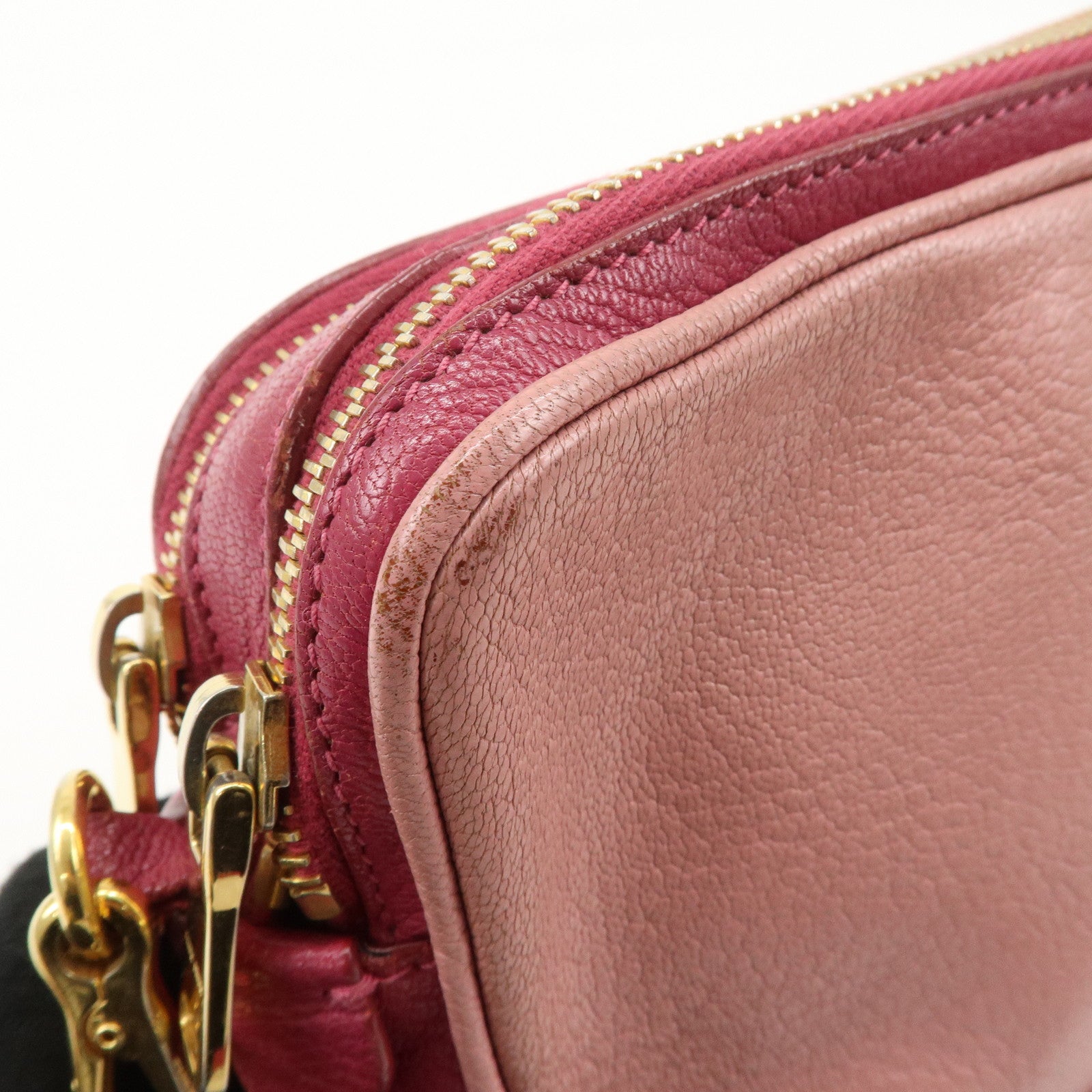 MIU MIU MADRAS BICOLORE Leather Shoulder Bag Crossbody Bag Pink Used