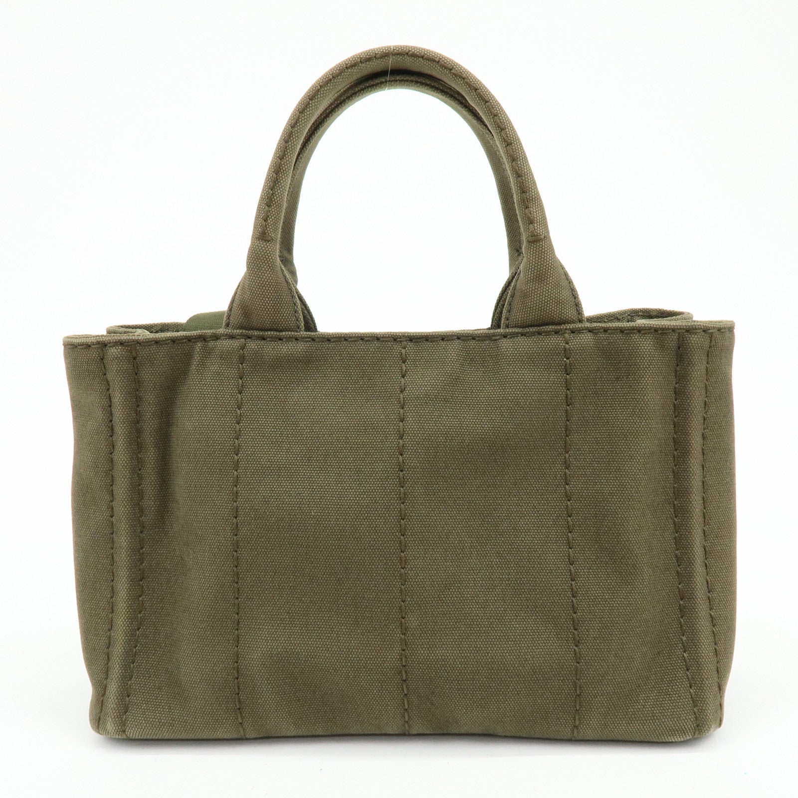 PRADA Triangle Log Canapa Mini 2Way Hand Shoulder Bag Khaki B2439G