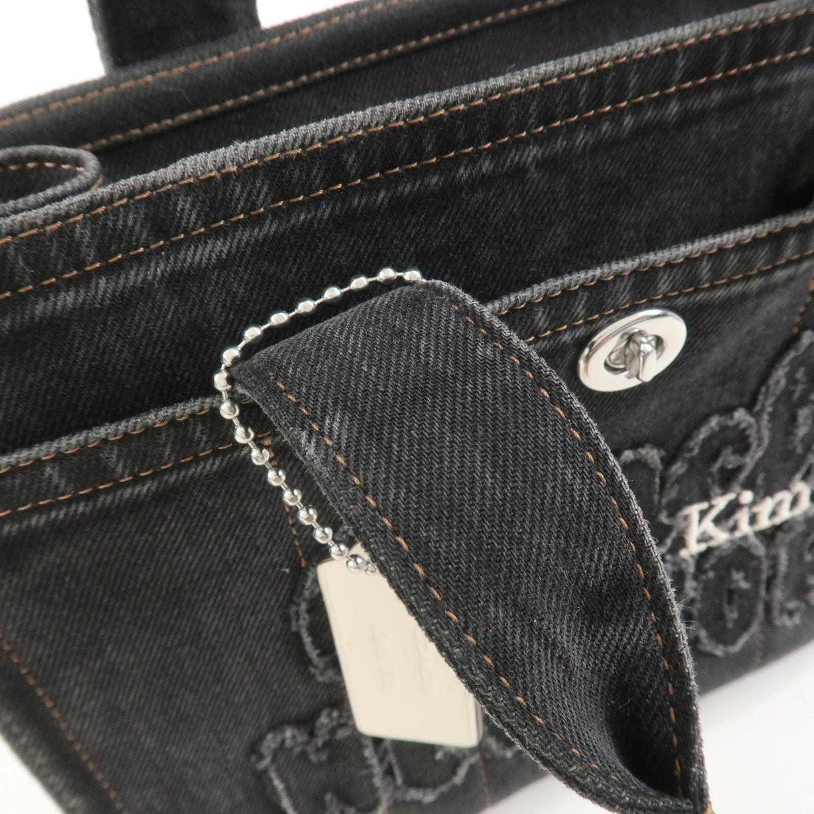 COACH Denim Leather 2Way Shoulder Bag Hand Bag Black