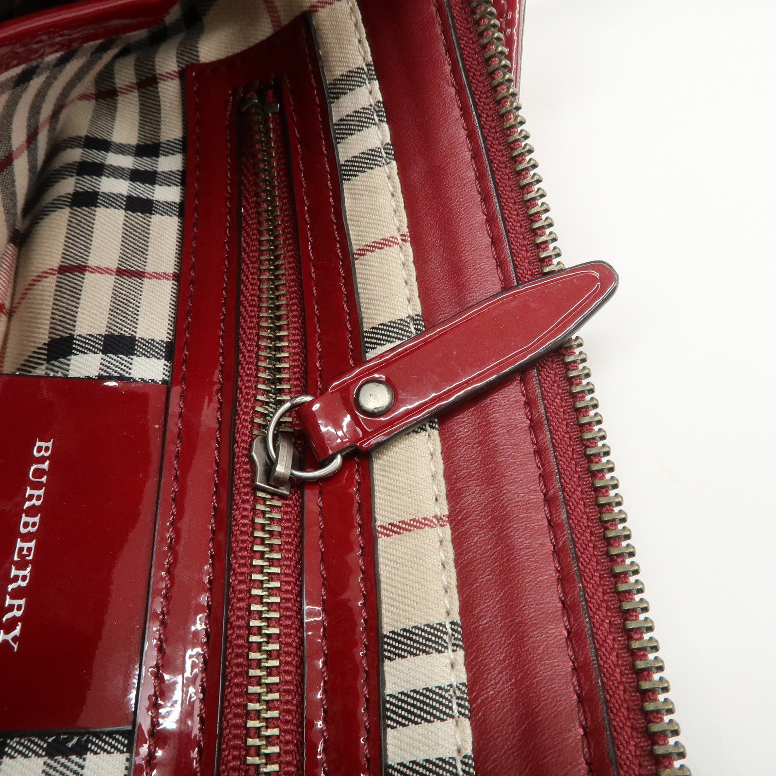 BURBERRY Patent Leather Shoulder Bag Hand Bag Red