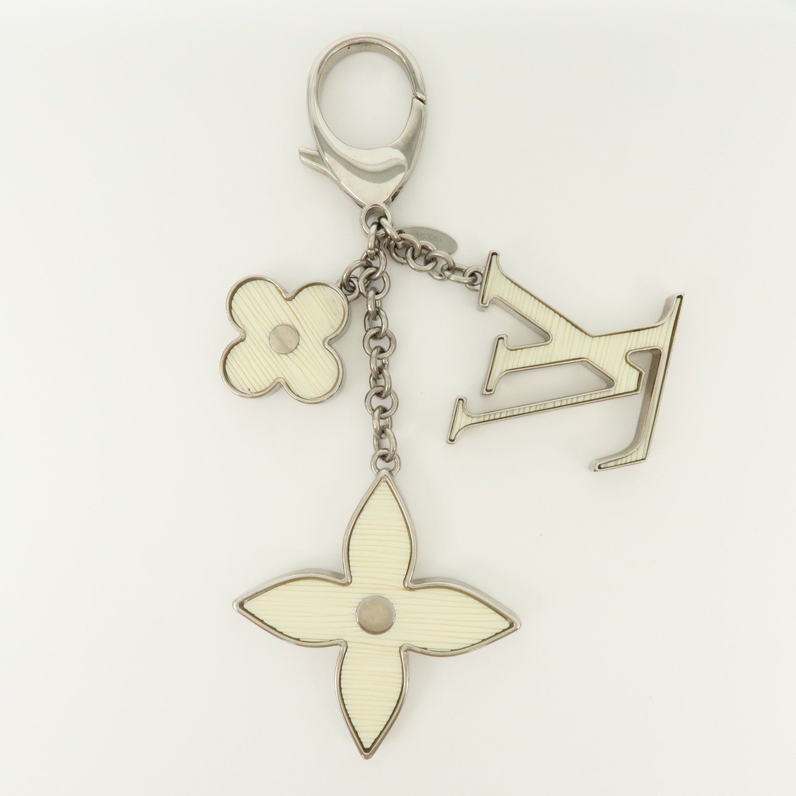 Louis Vuitton Bijoux Sac Fleur de Epi Bag Charm Silver White M65085