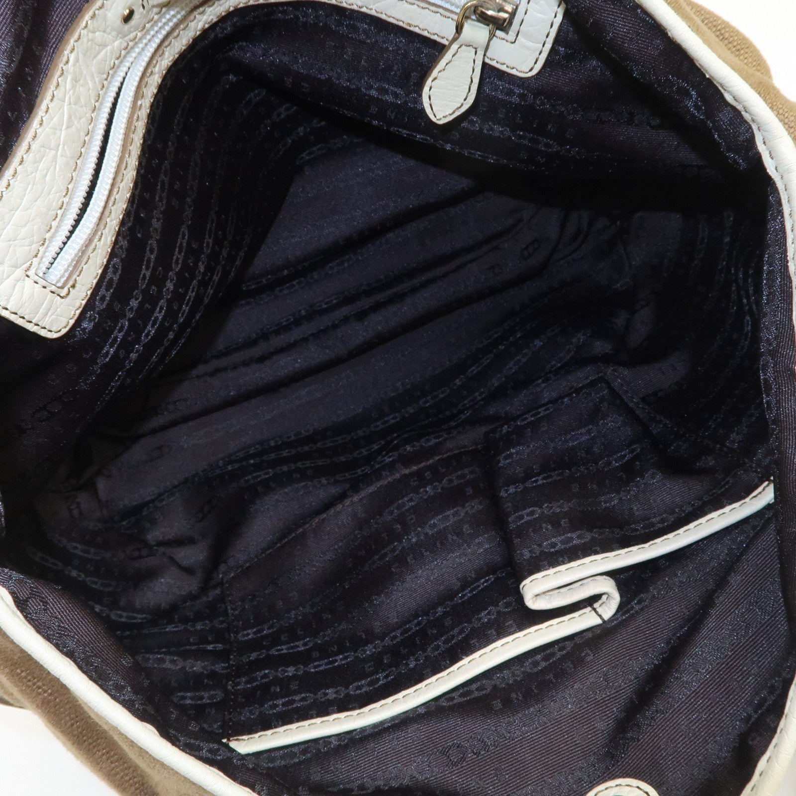 CELINE Logo Canvas Leather Tote Bag Shoulder Bag Brown Ivory