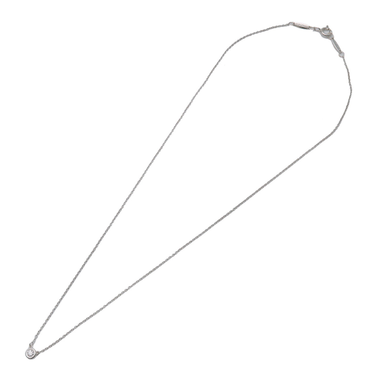 Tiffany & Co By The Yard 1P Diamond Necklace SV925 Silver