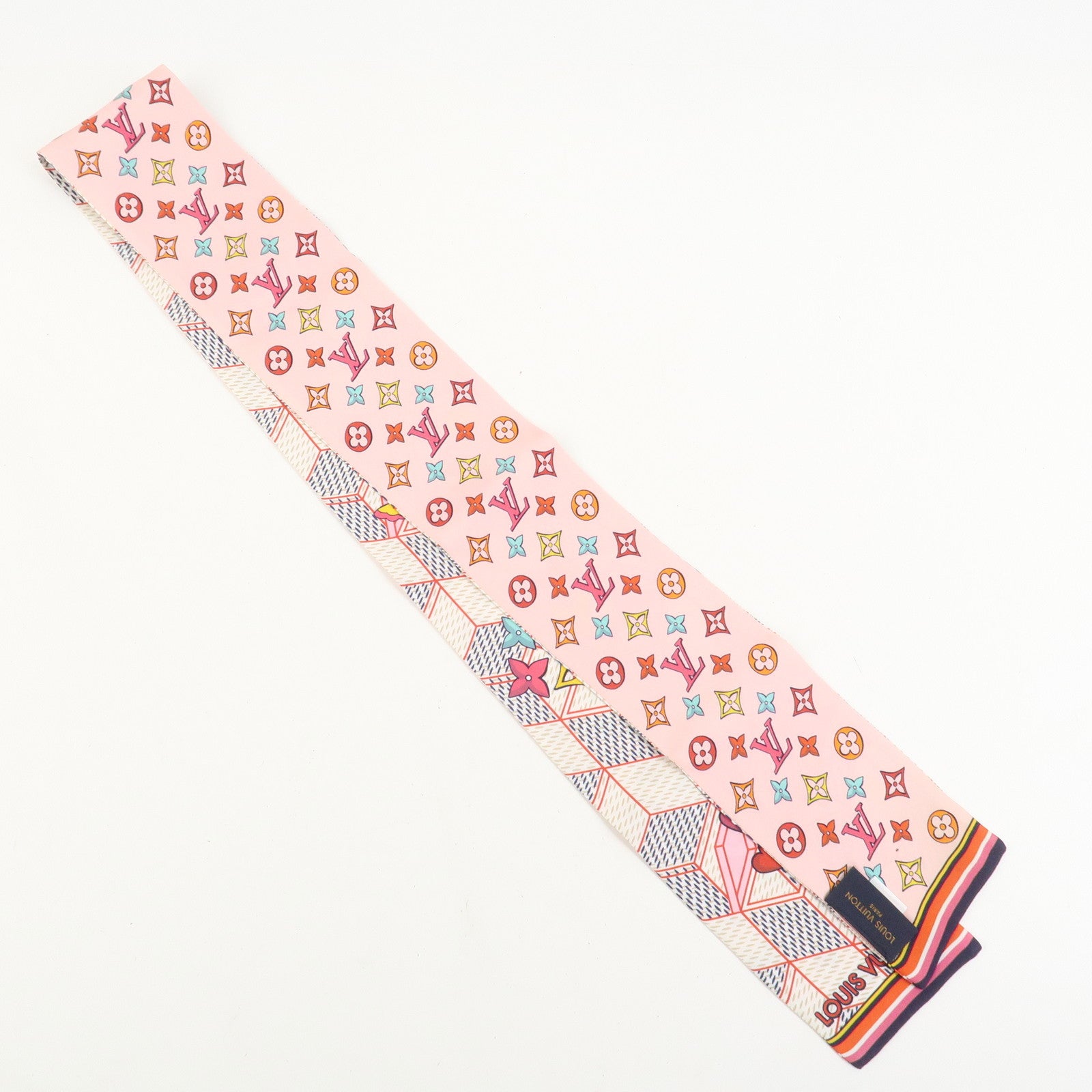 Louis Vuitton Bandeau Damier Pop-up Silk 100% Scarf Pink M77697