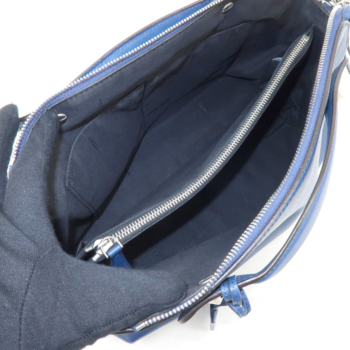 FENDI By The Way Leather 2Way Bag Hand Bag Shoulder Bag Blue 8BL124