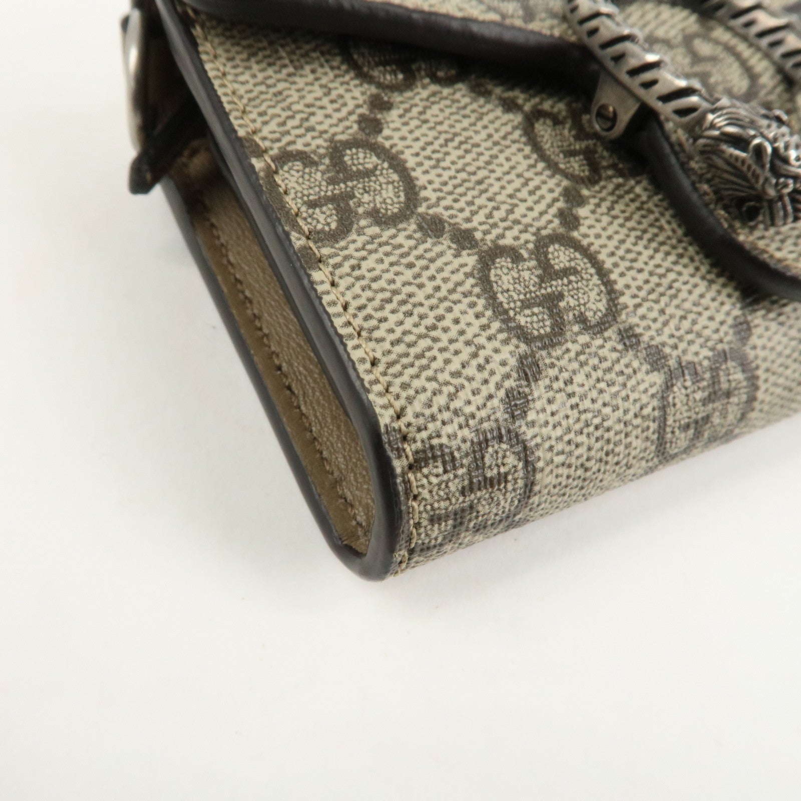GUCCI Dionysus GG Supreme Mini Wallet Coin Case Beige 696804 Used