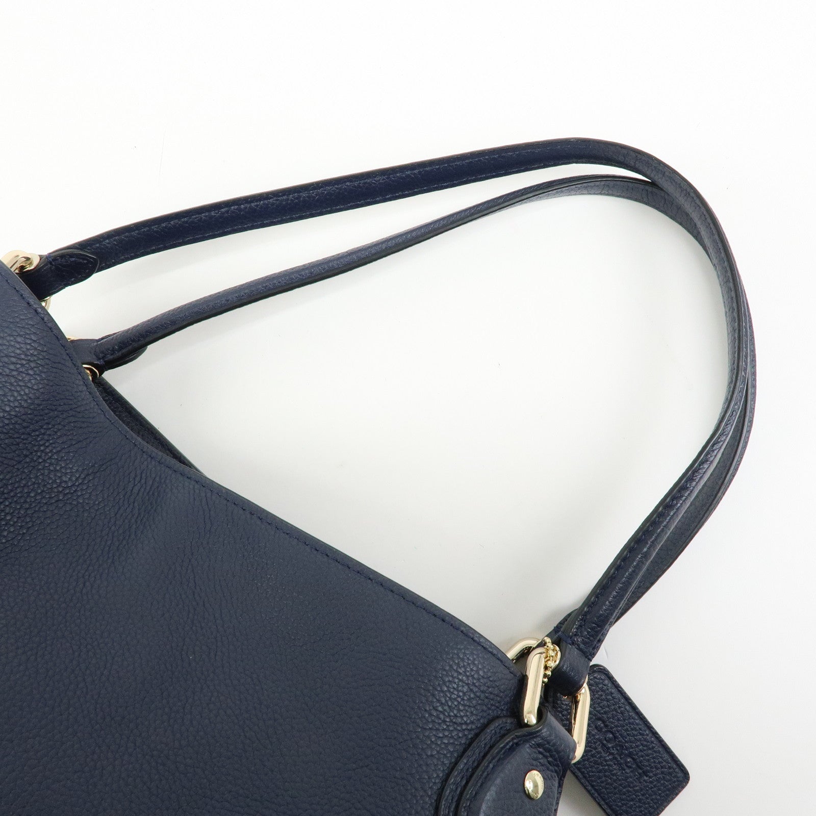 COACH Edie Leather Tote Bag Shoulder Bag Hand Bag Navy
