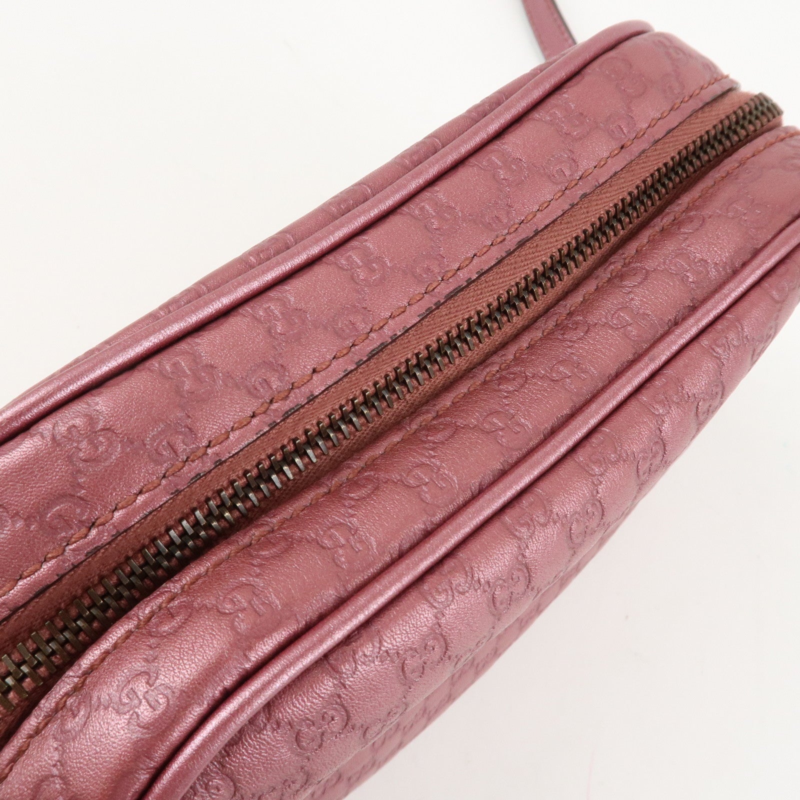 GUCCI Micro Guccissima Leather Shoulder Bag Metallic Pink 309538 Used