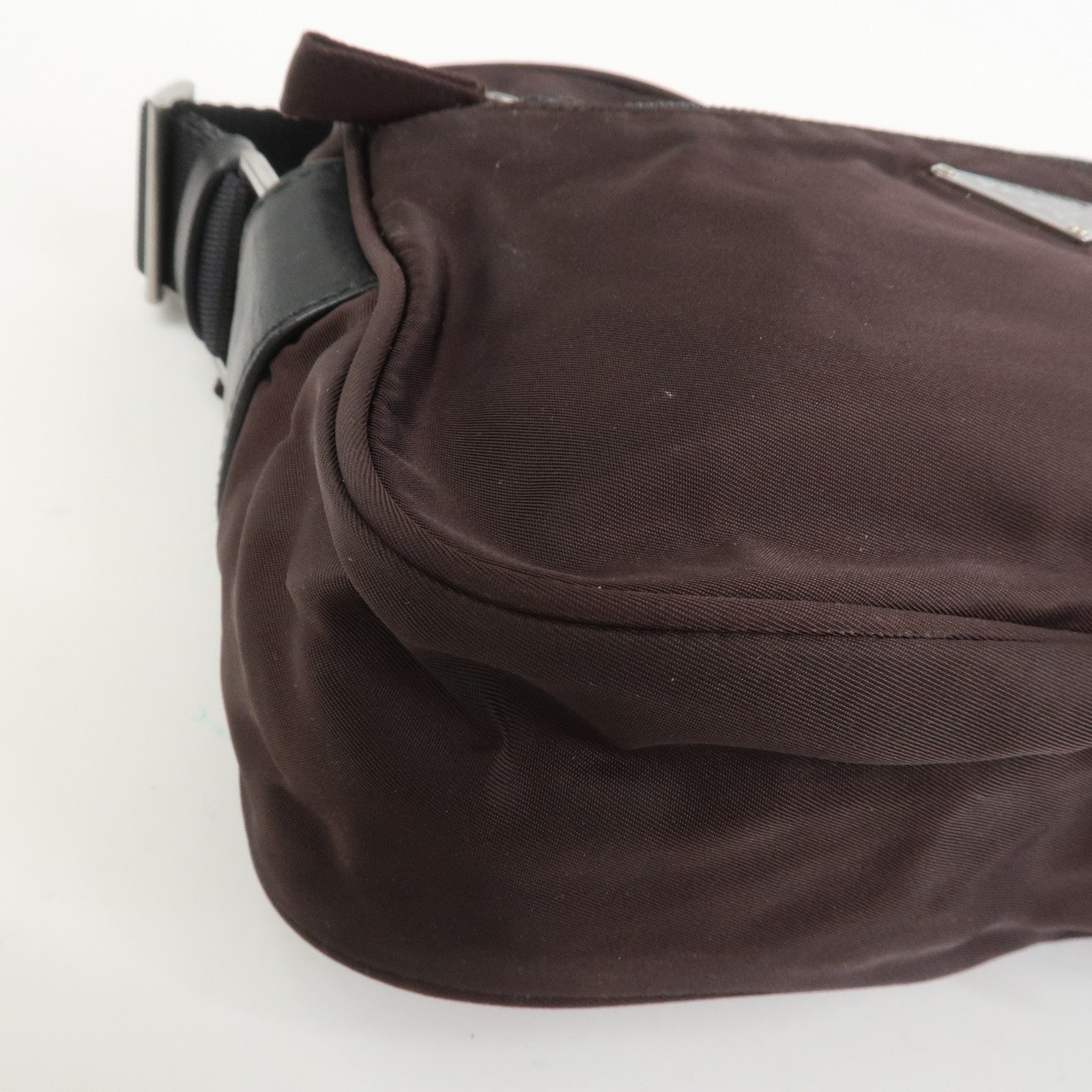 PRADA Triangle Logo Nylon Shoulder Crossbody Bag Brown BT0167