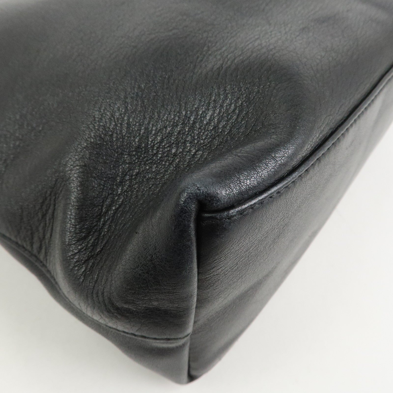 GUCCI Bamboo Leather Shoulder Bag Hand Bag Black 001・3244