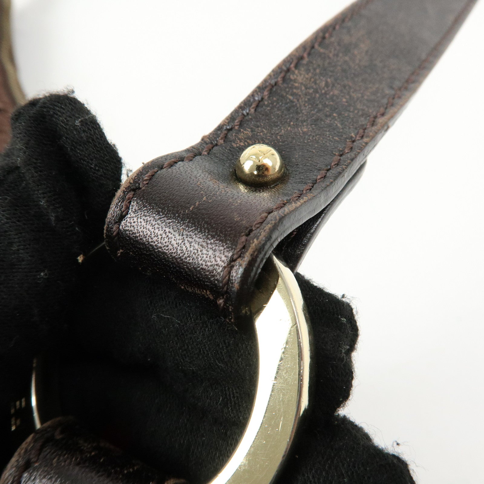 FENDI Suede Leather Shoulder Bag Hand Bag Brown 8BR343