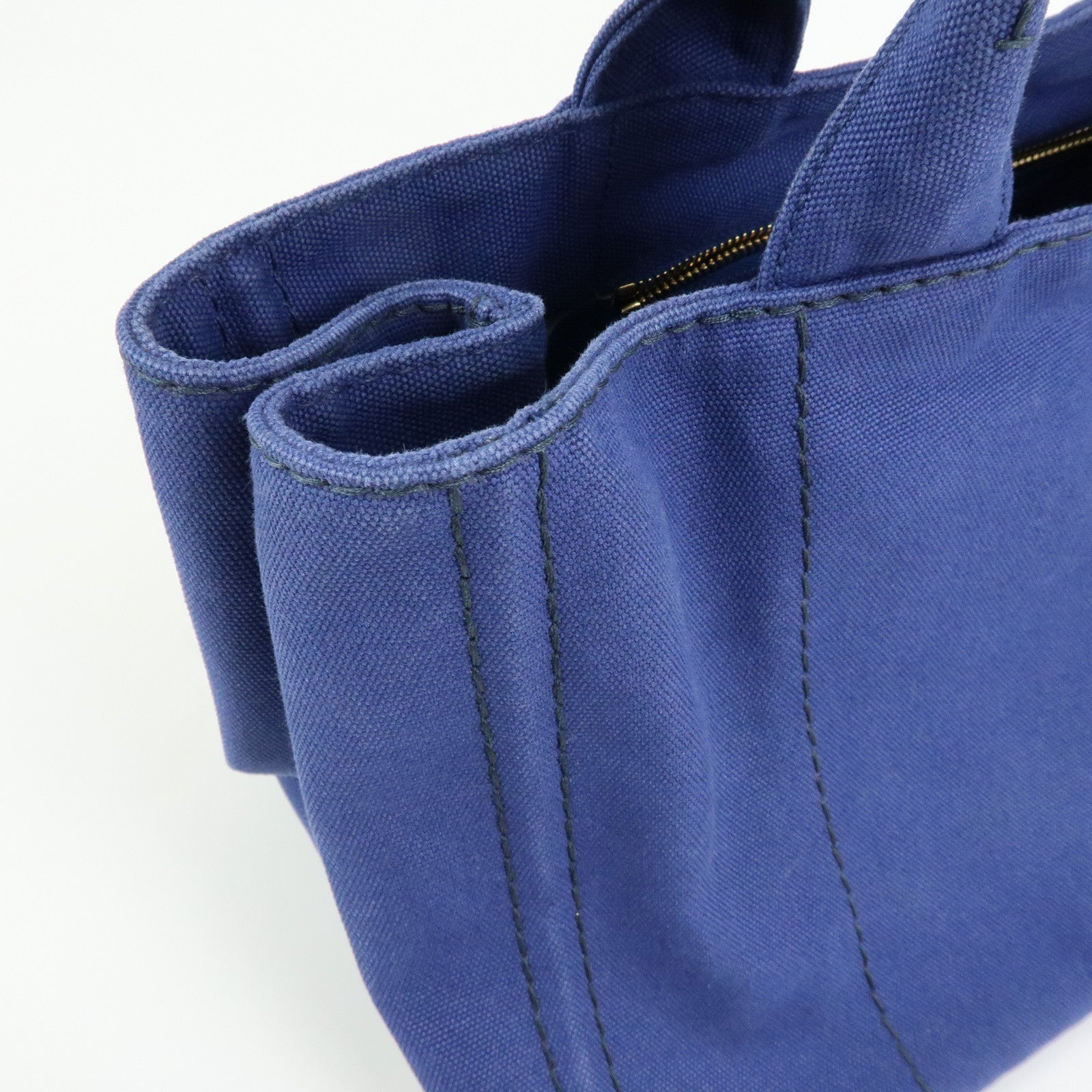 PRADA Triangle Logo Canapa 2Way Tote Bag Hand Bag Blue BN2642