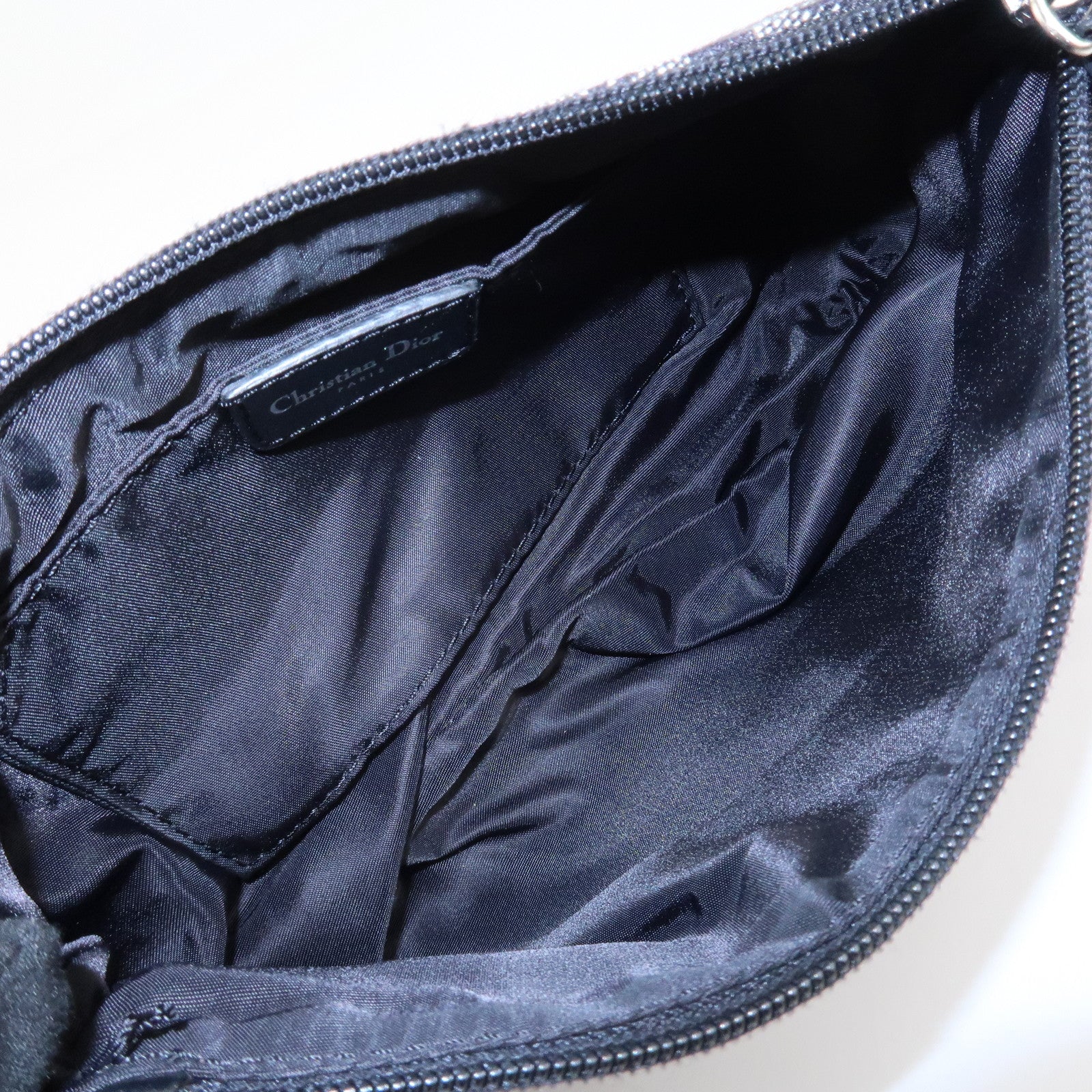 Christian Dior Trotter Canvas Accessory Pouch Hand Bag Navy