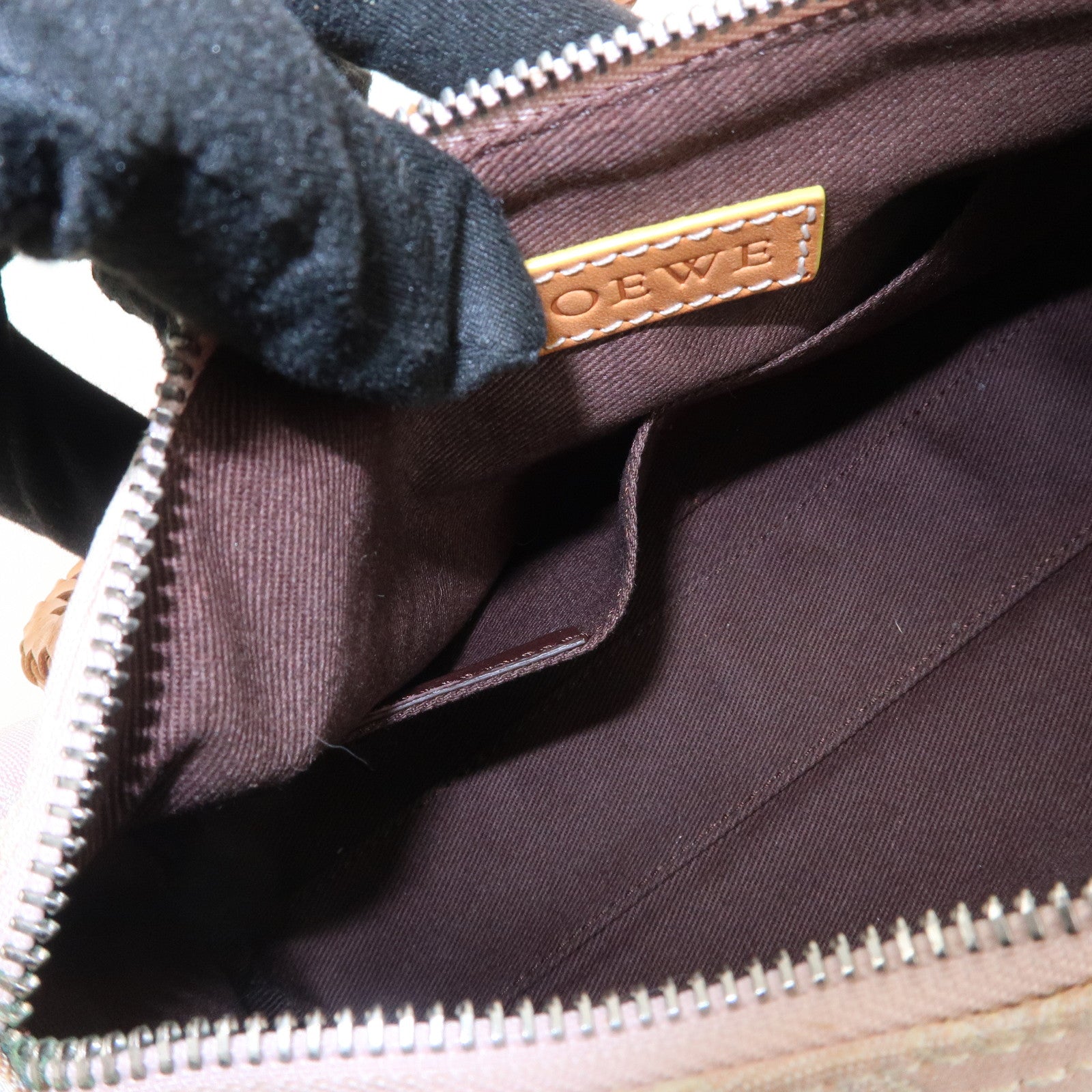 LOEWE Anagram Canvas Leather Hand Bag Boston Bag Pink Brown