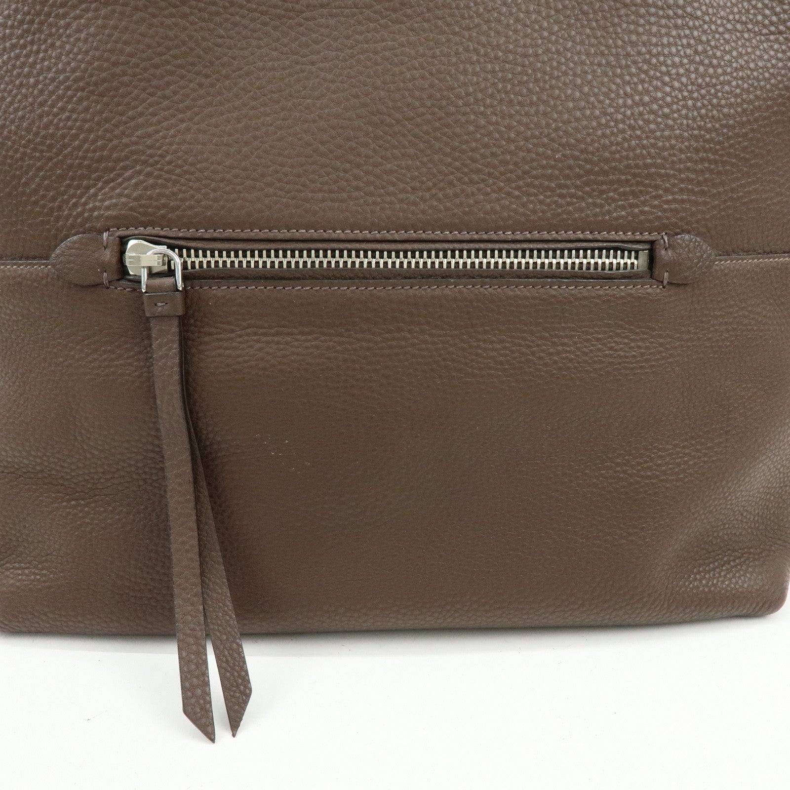 MIU MIU Logo Leather Tote Bag Shoulder Bag Hand Bag Dark Brown