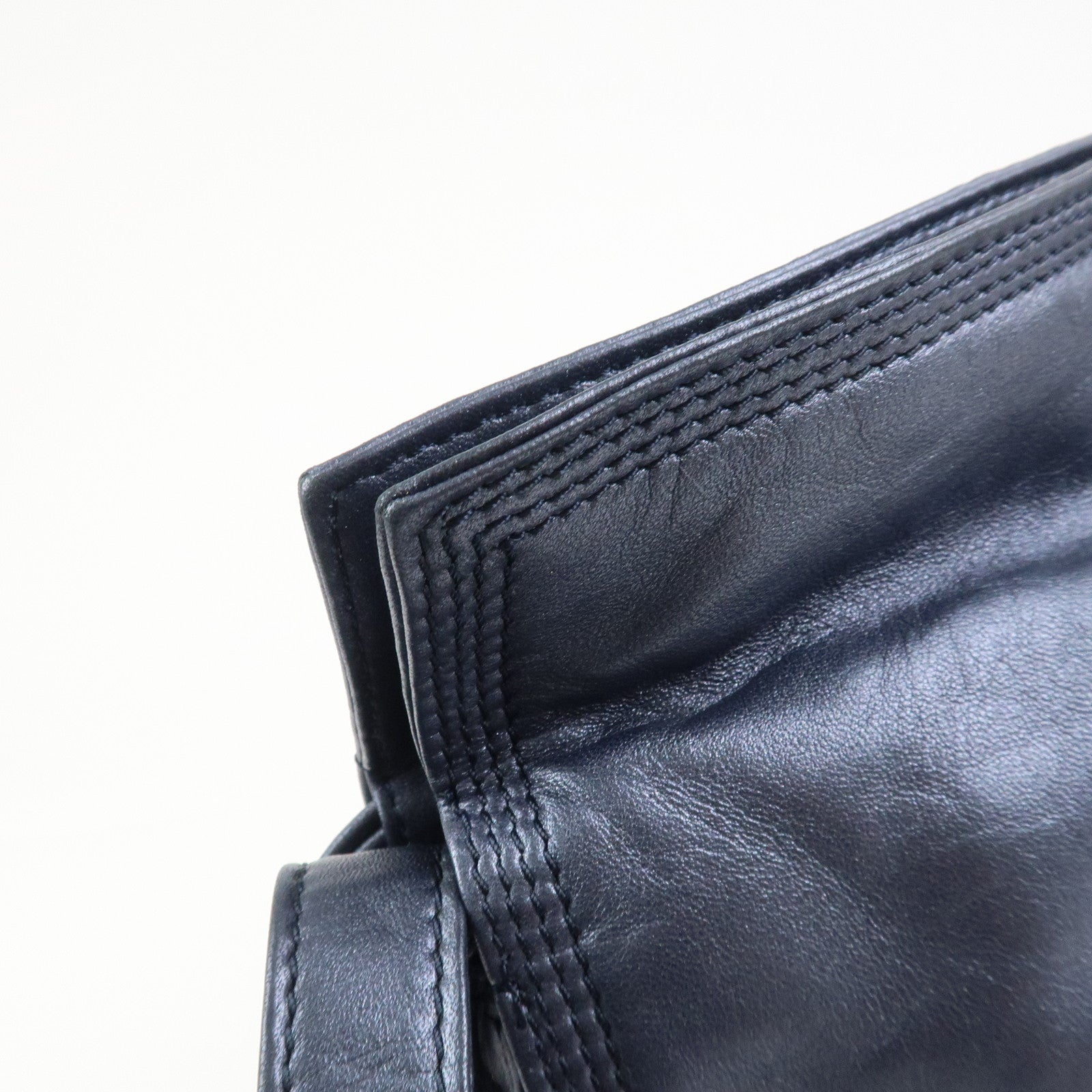 LOEWE Anagram Leather Shoulder Bag Hand Bag Metallic Blue