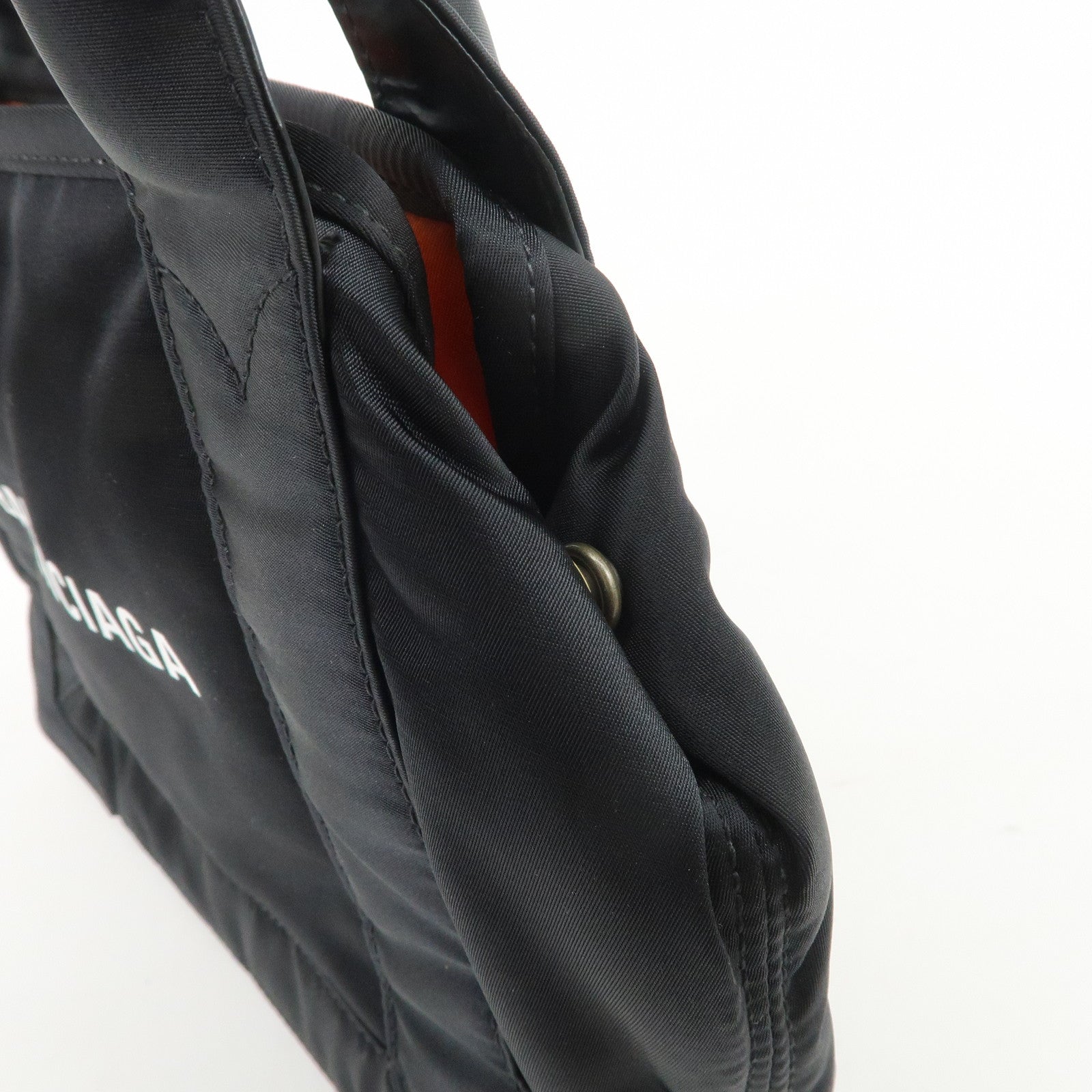 BALENCIAGA Navy Cabas XS Nylon Leather 2Way Bag Black 390346